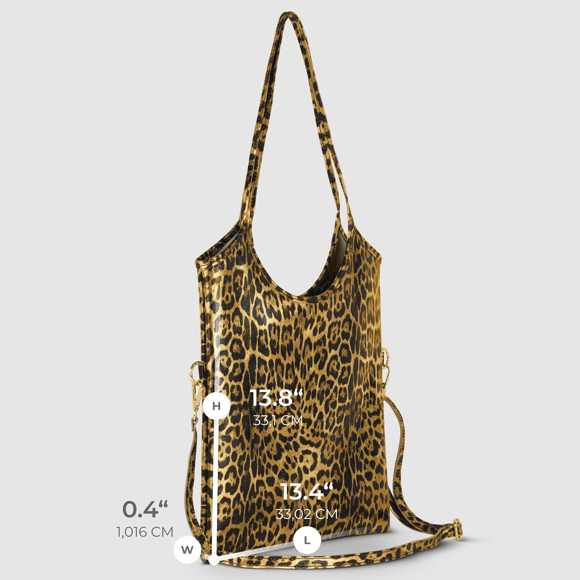 Italian Genuine Leopard-Print Metallic Suede Tote Bag