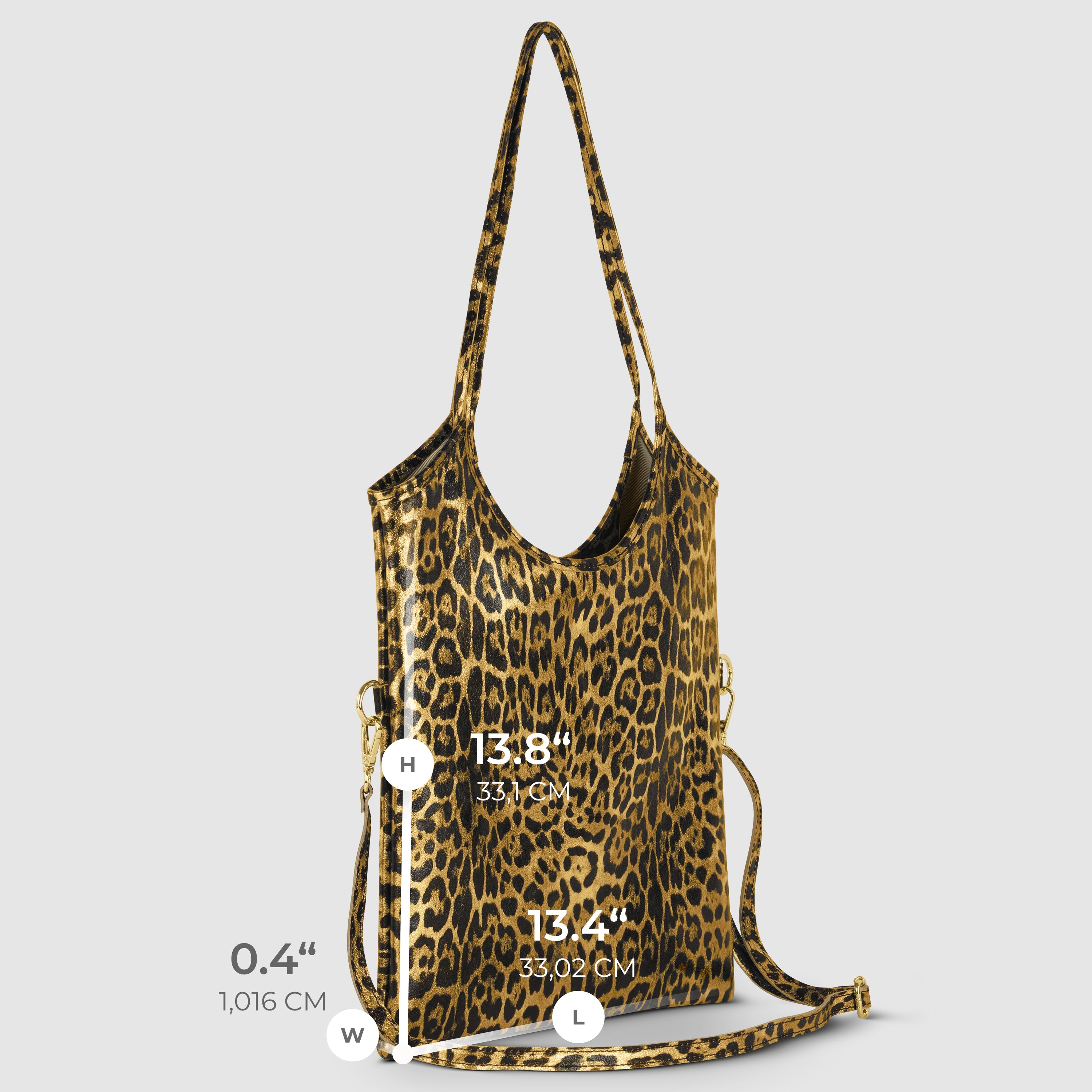 Italian Genuine Leopard-Print Metallic Suede Tote Bag