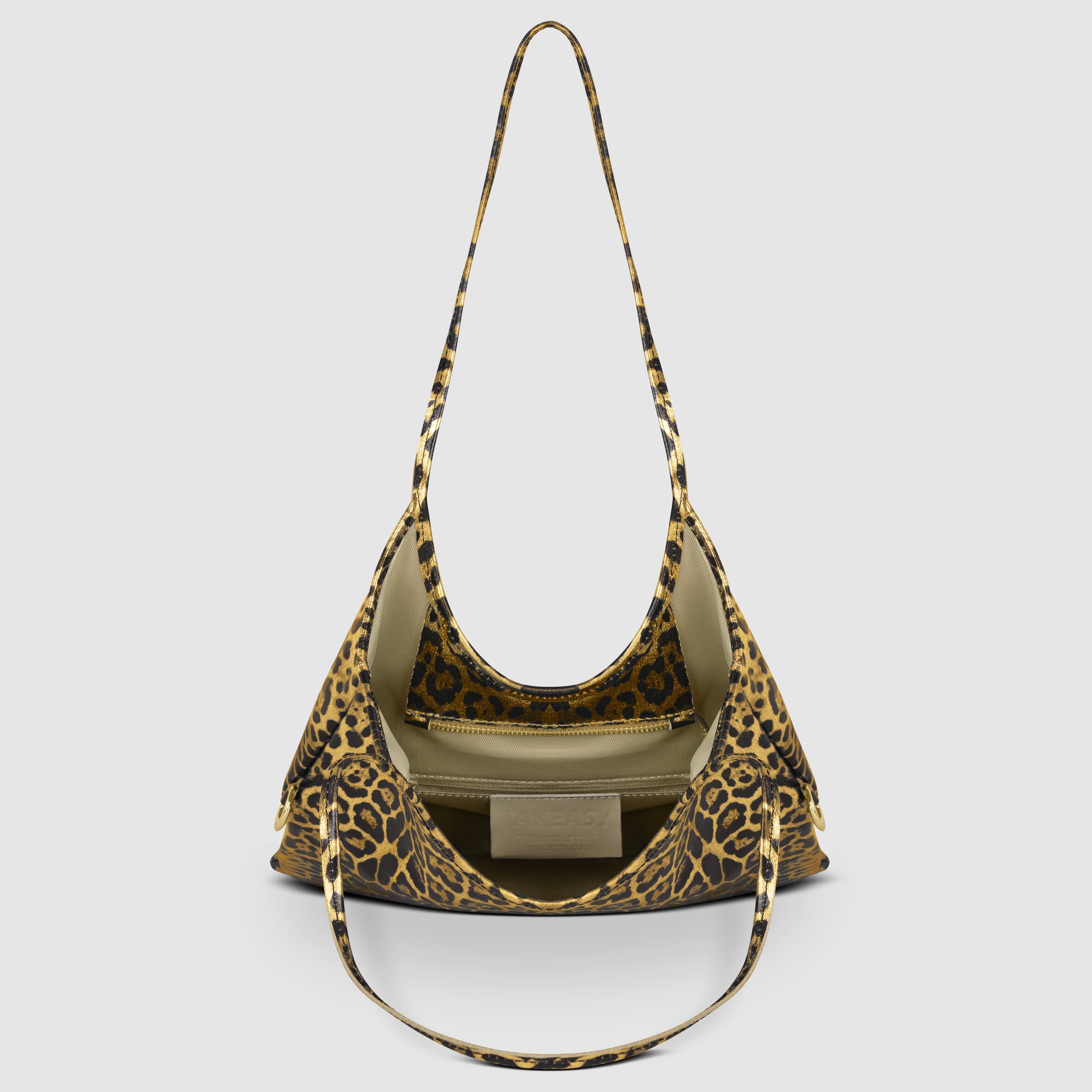 Italian Genuine Leopard-Print Metallic Suede Tote Bag