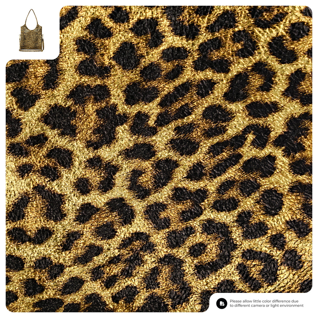 Italian Genuine Leopard-Print Metallic Suede Tote Bag