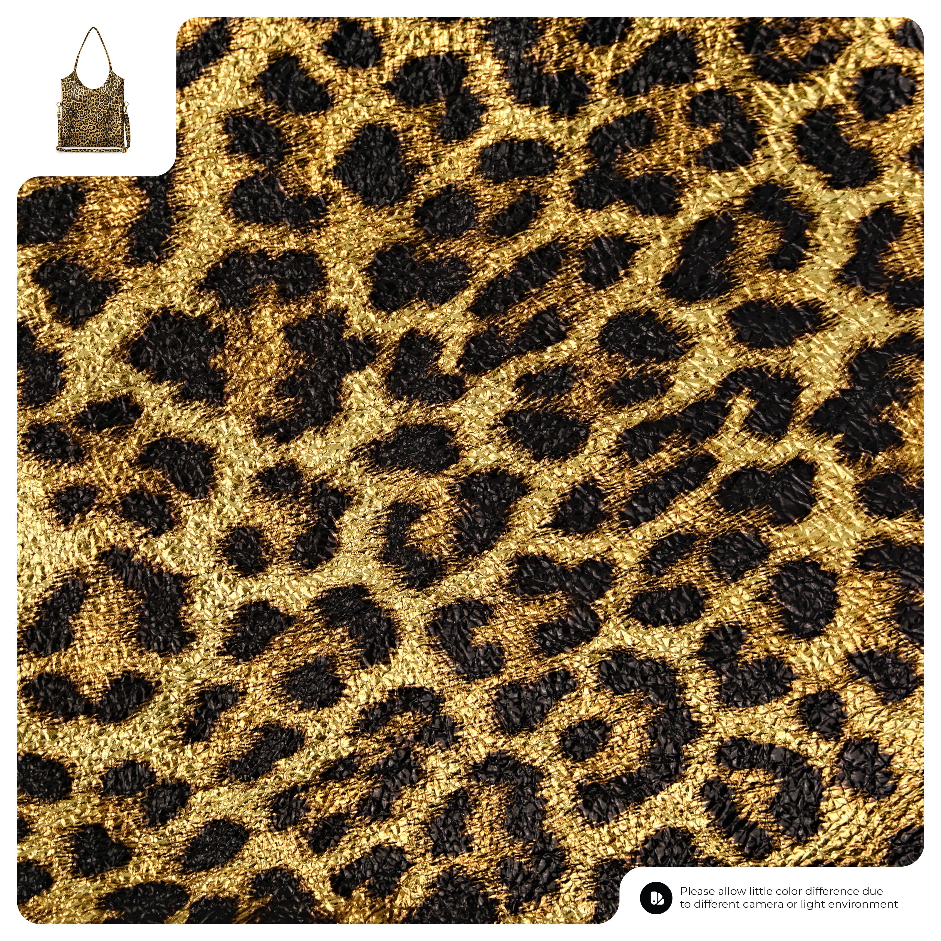 Italian Genuine Leopard-Print Metallic Suede Tote Bag
