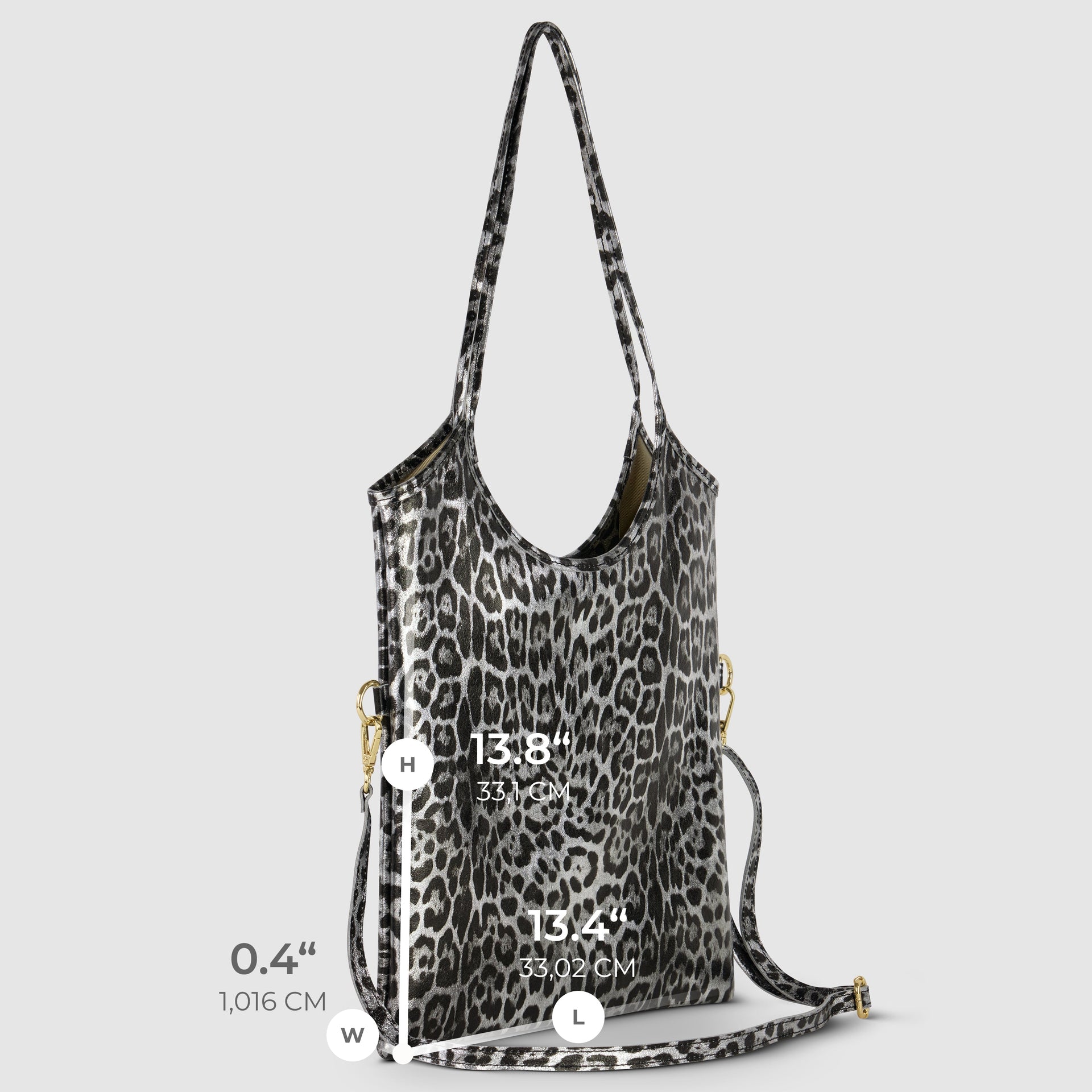 Italian Genuine Leopard-Print Metallic Suede Tote Bag