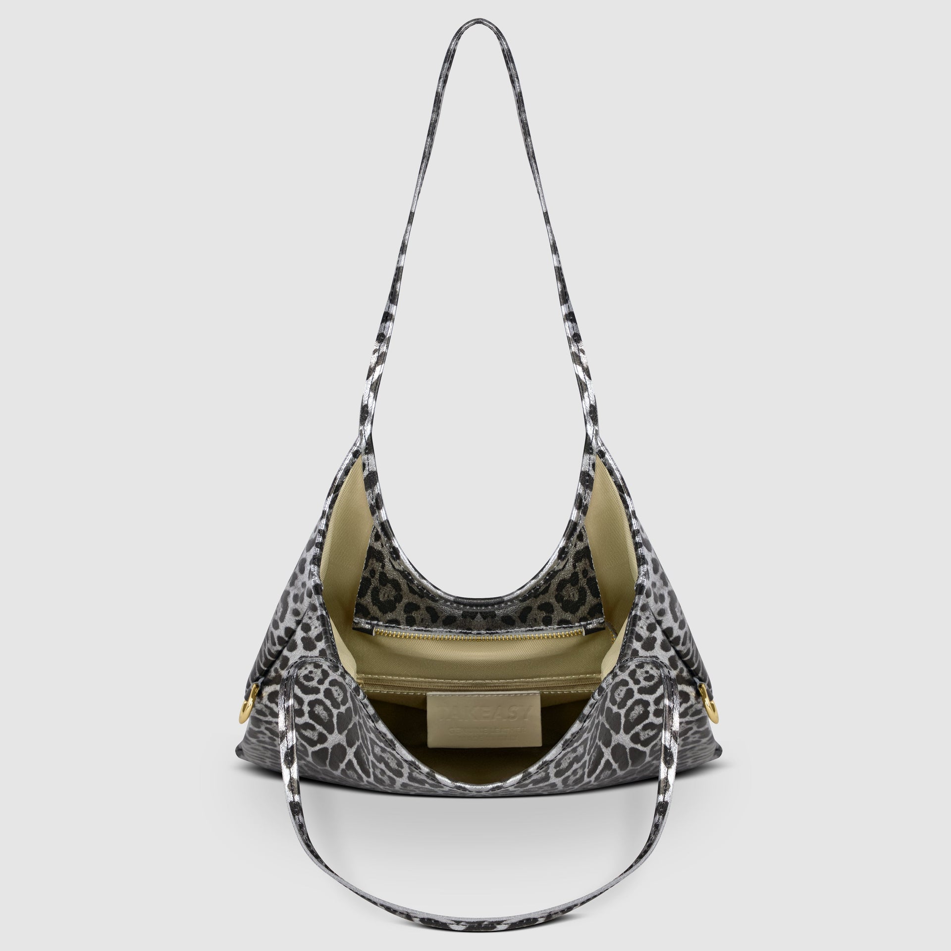 Italian Genuine Leopard-Print Metallic Suede Tote Bag