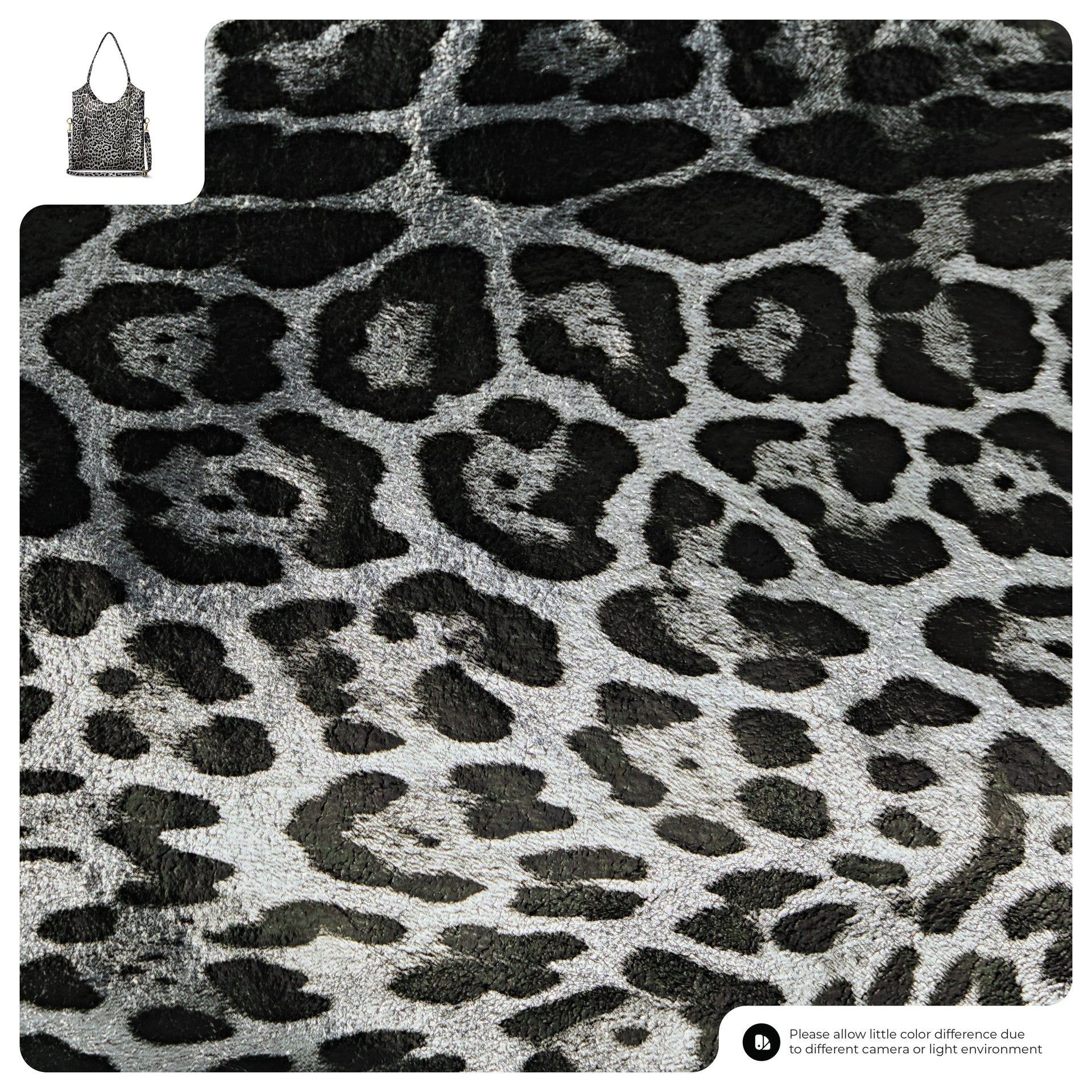Italian Genuine Leopard-Print Metallic Suede Tote Bag