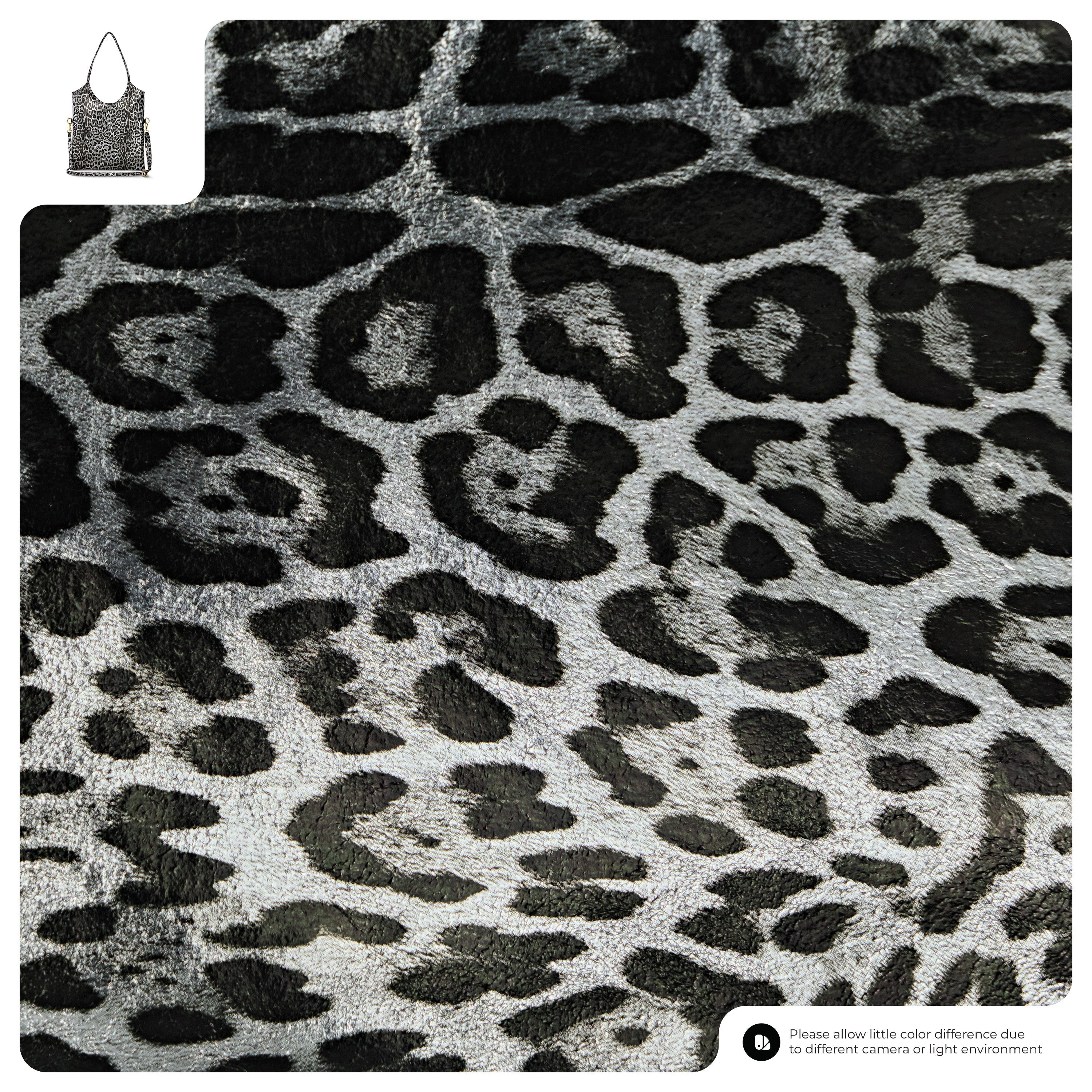 Italian Genuine Leopard-Print Metallic Suede Tote Bag