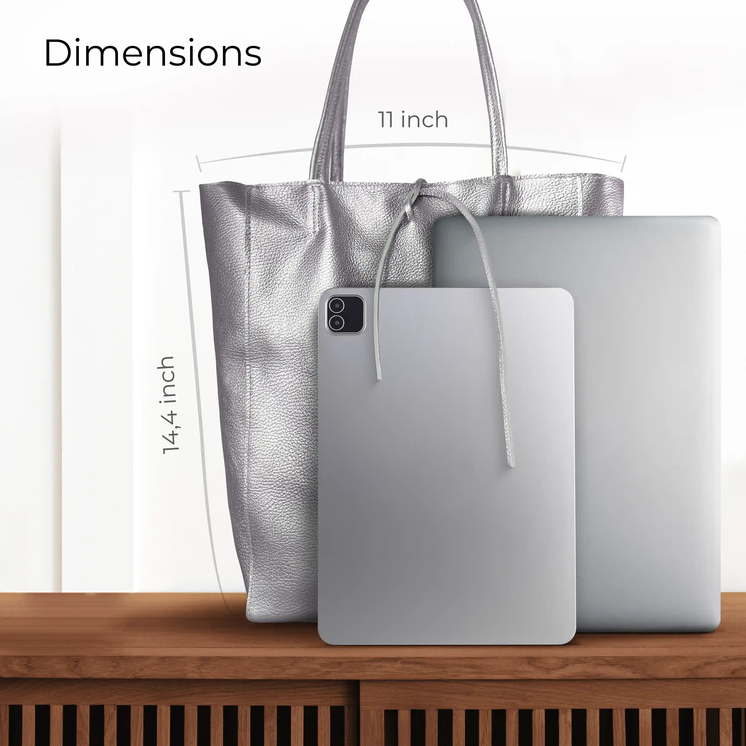 Gold Metallic Calf Leather Tote Bag – Large Italian Carryall
