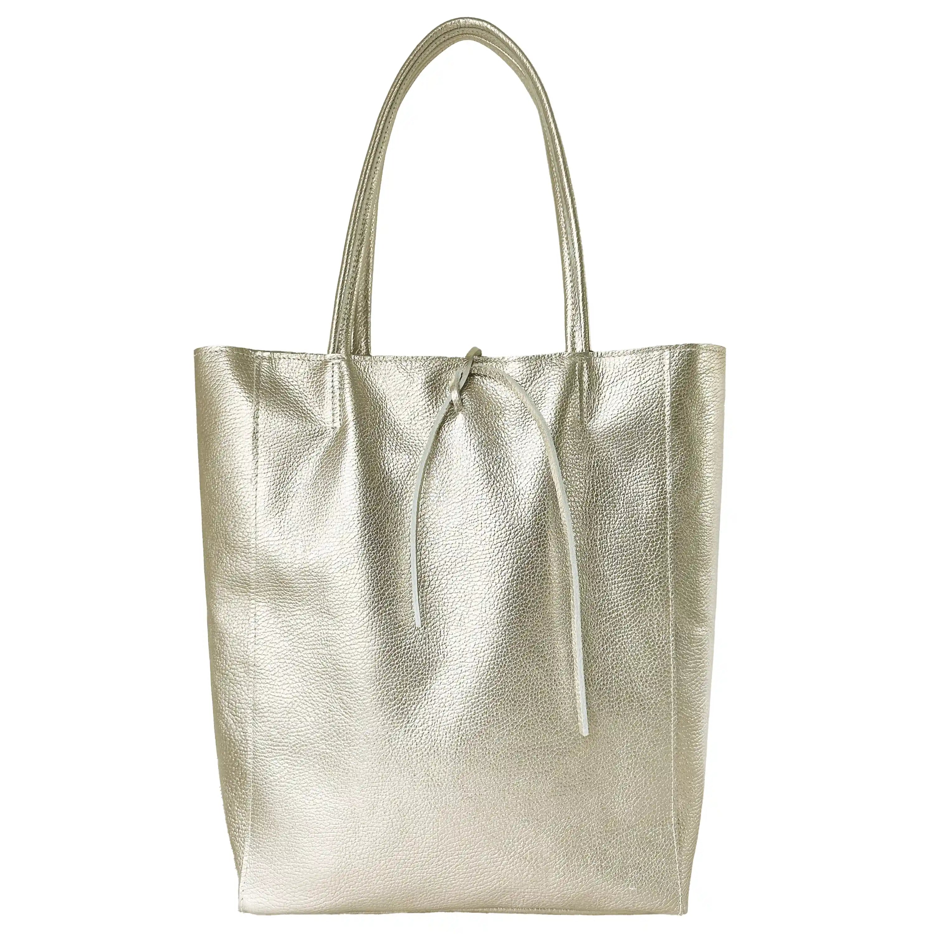 Gold Metallic Calf Leather Tote Bag – Large Italian Carryall
