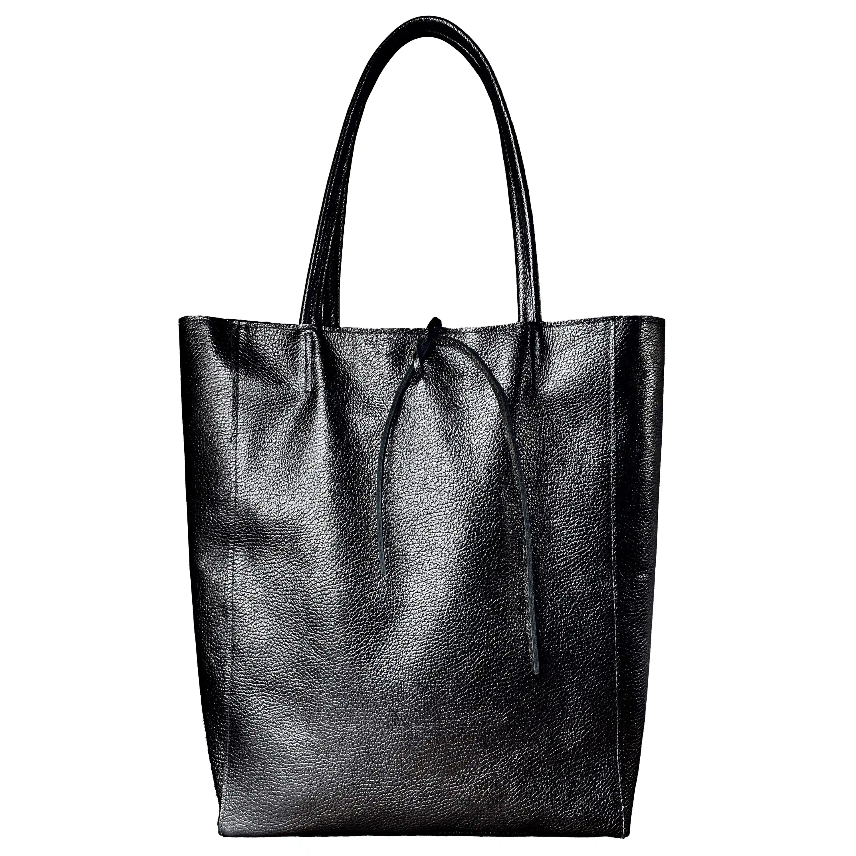 Gold Metallic Calf Leather Tote Bag – Large Italian Carryall