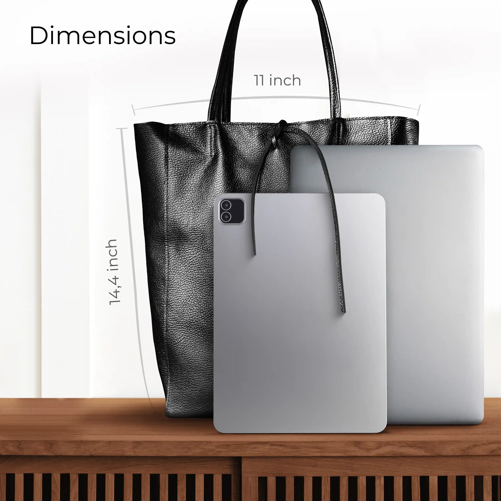 Gold Metallic Calf Leather Tote Bag – Large Italian Carryall