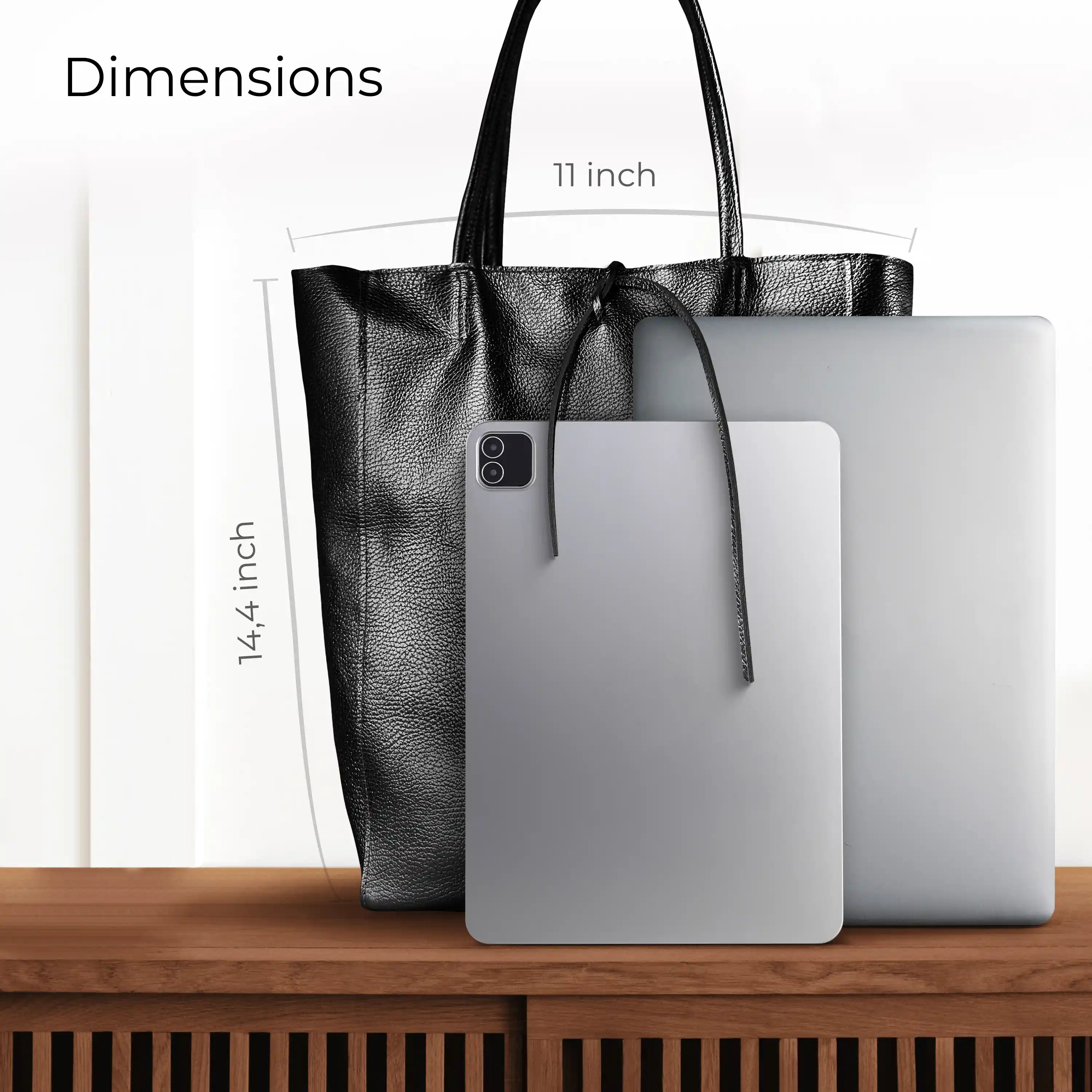 Gold Metallic Calf Leather Tote Bag – Large Italian Carryall