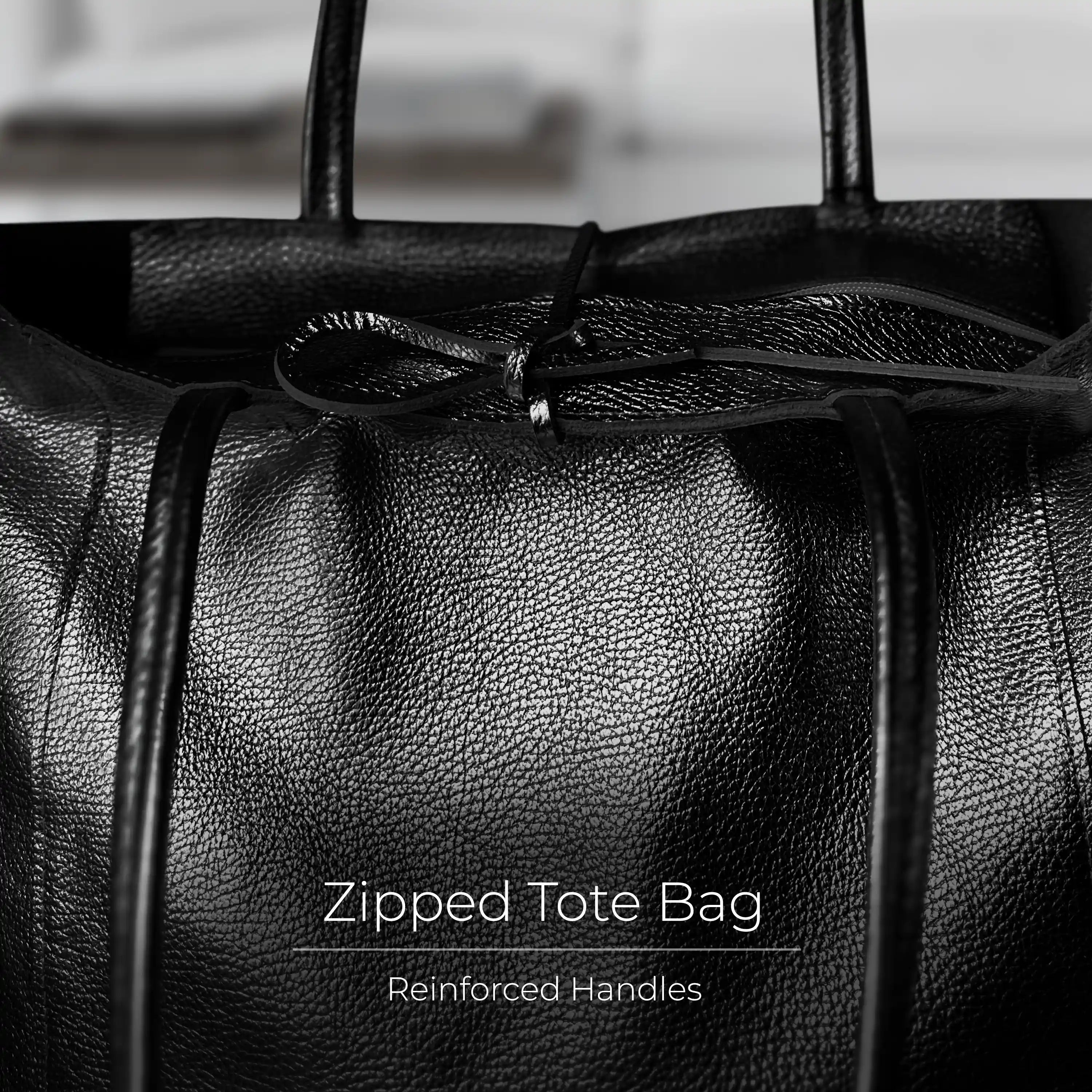 Gold Metallic Calf Leather Tote Bag – Large Italian Carryall