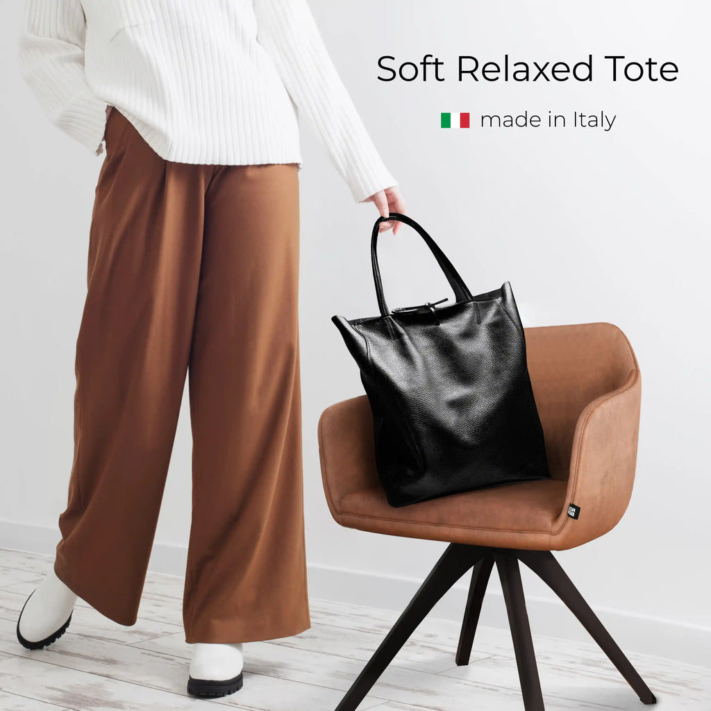 Gold Metallic Calf Leather Tote Bag – Large Italian Carryall