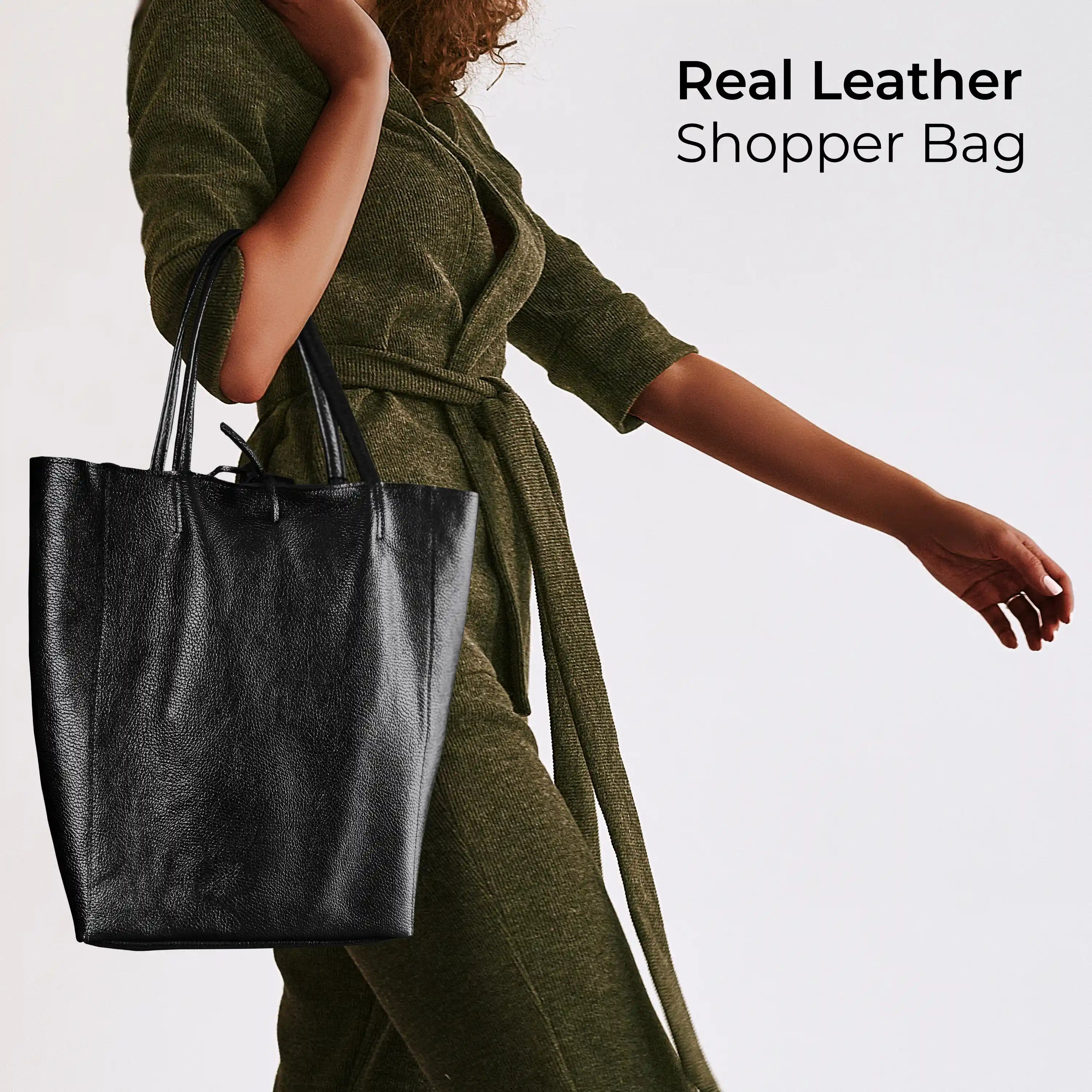 Gold Metallic Calf Leather Tote Bag – Large Italian Carryall