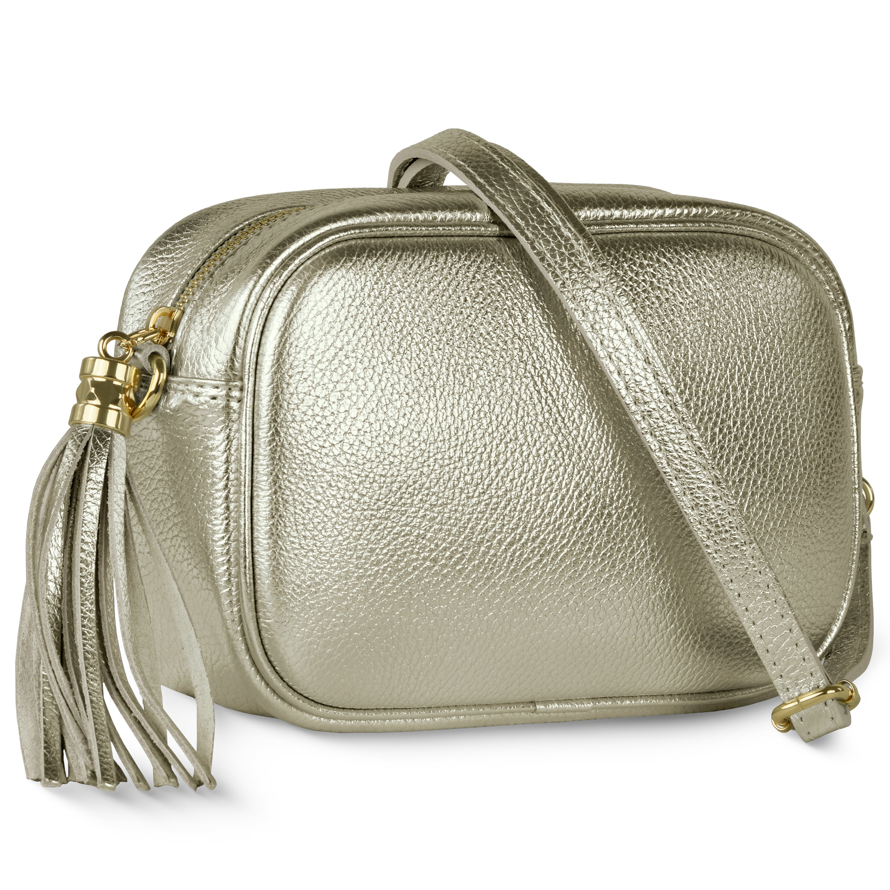 Italian Metallic Calf Leather Small Crossbody Purse