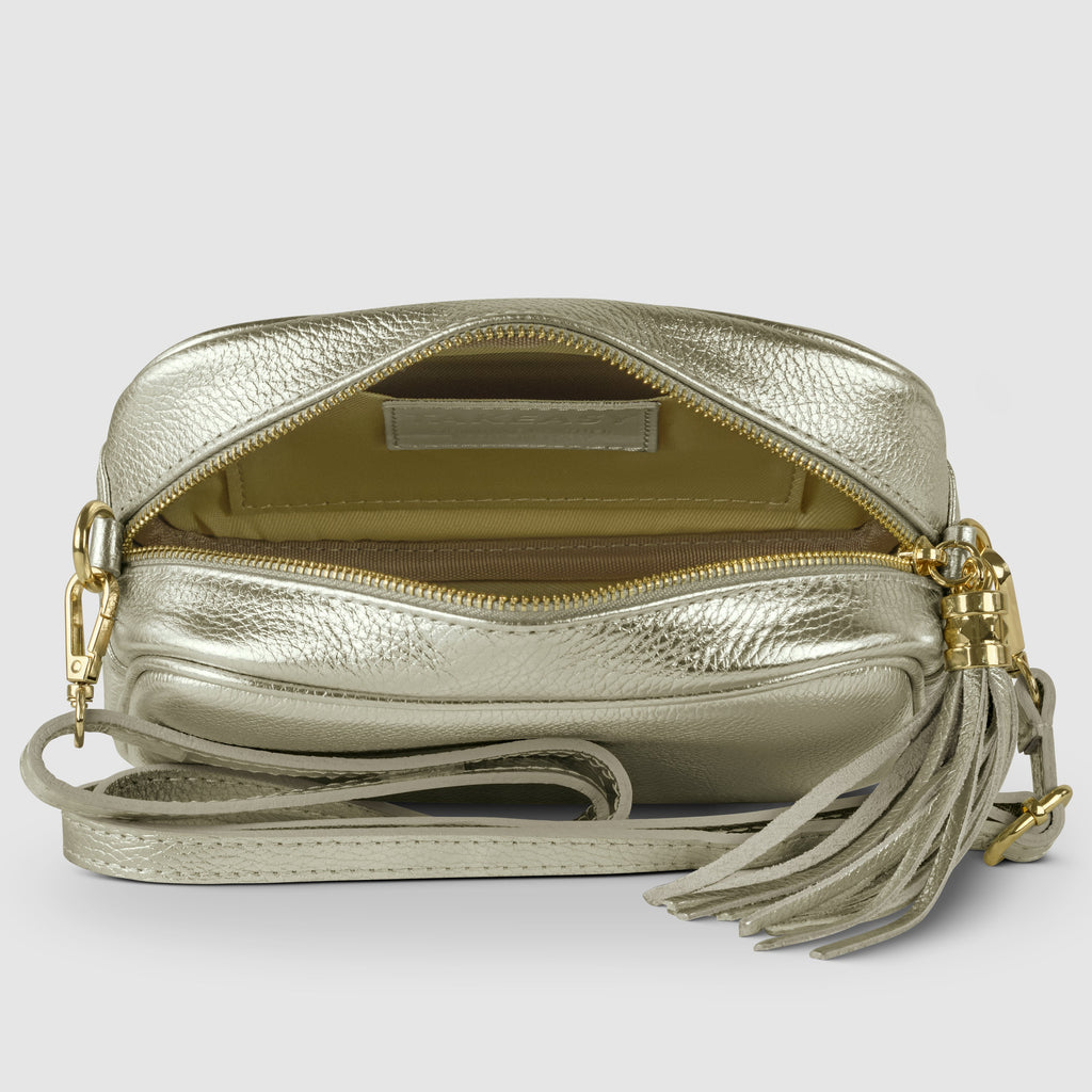 Italian Metallic Calf Leather Small Crossbody Purse