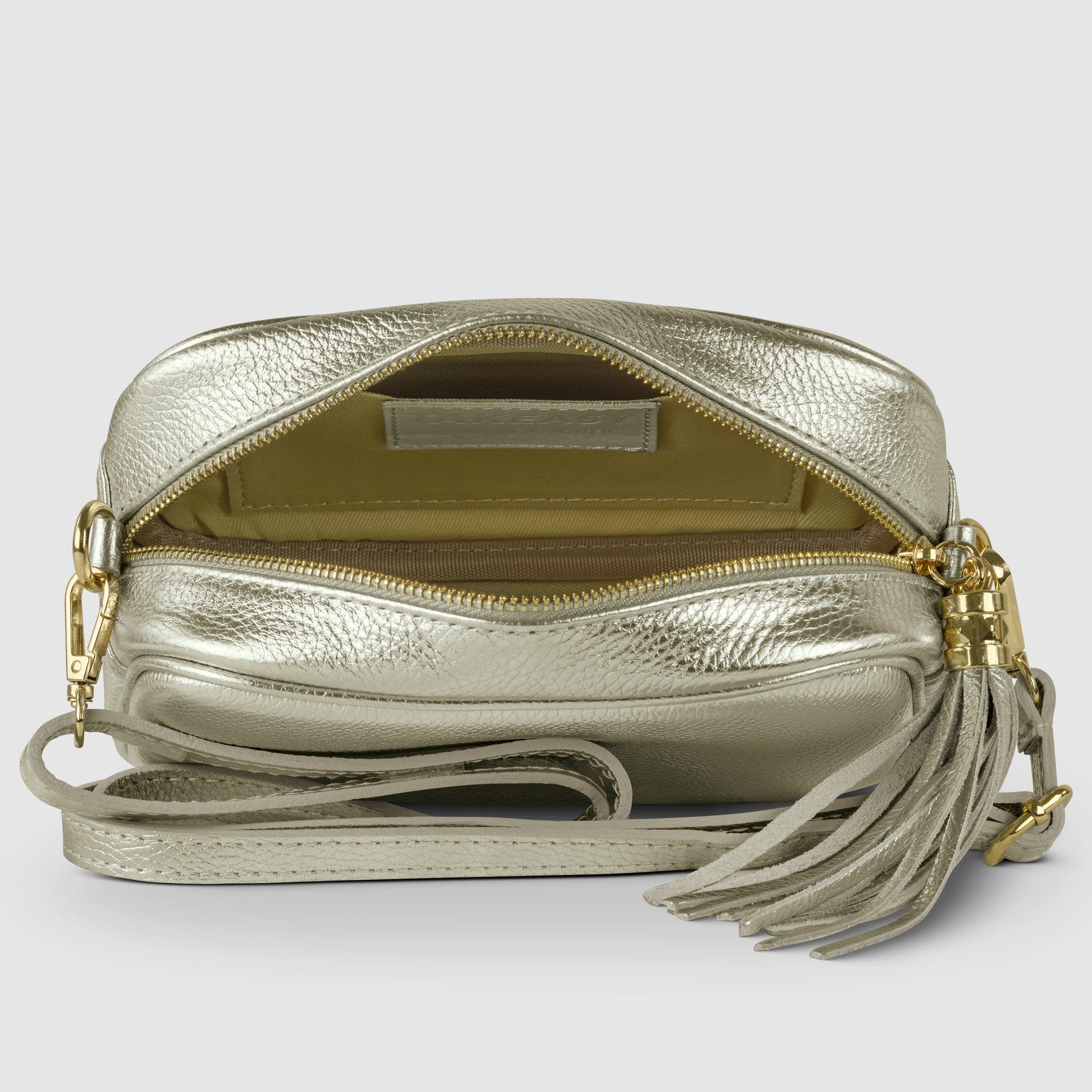 Italian Metallic Calf Leather Small Crossbody Purse