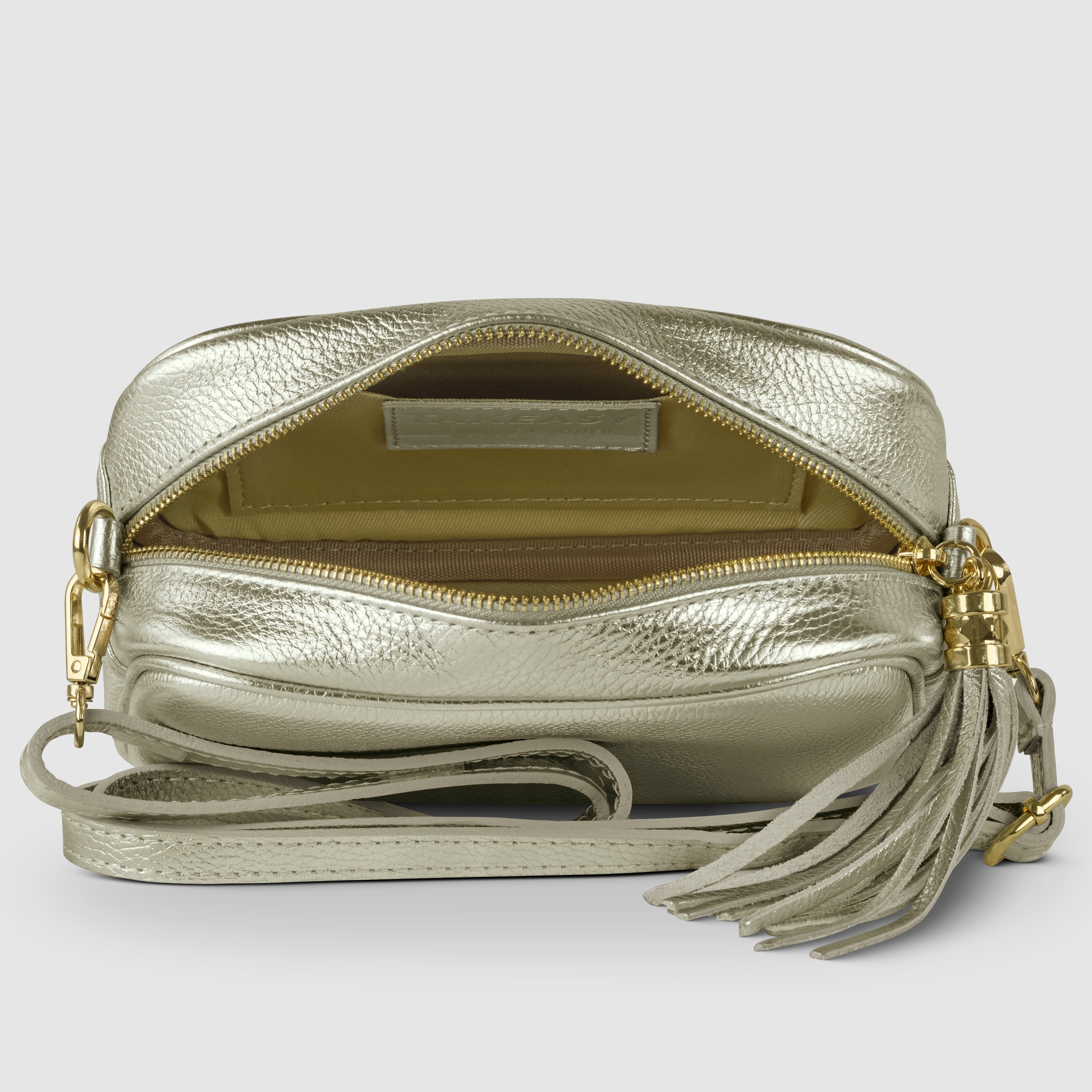 Italian Metallic Calf Leather Small Crossbody Purse