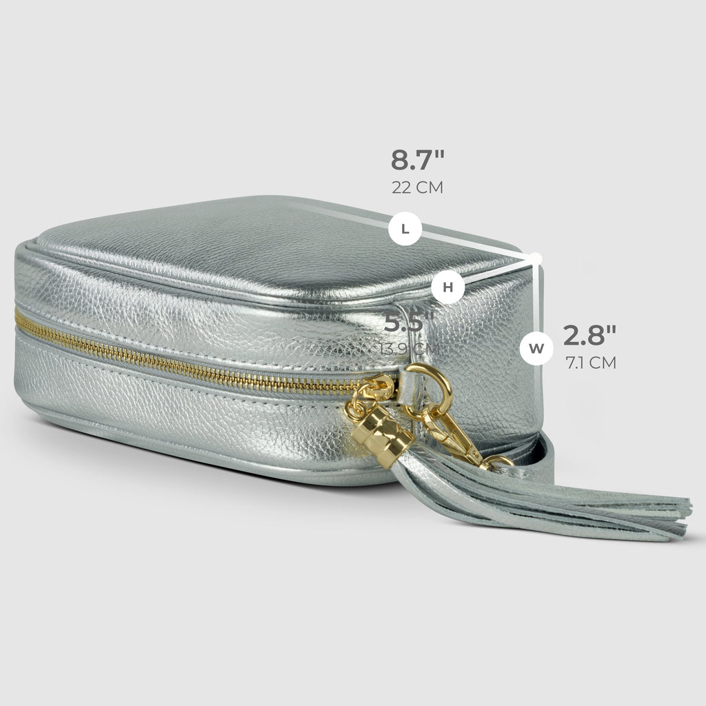Italian Metallic Calf Leather Small Crossbody Purse