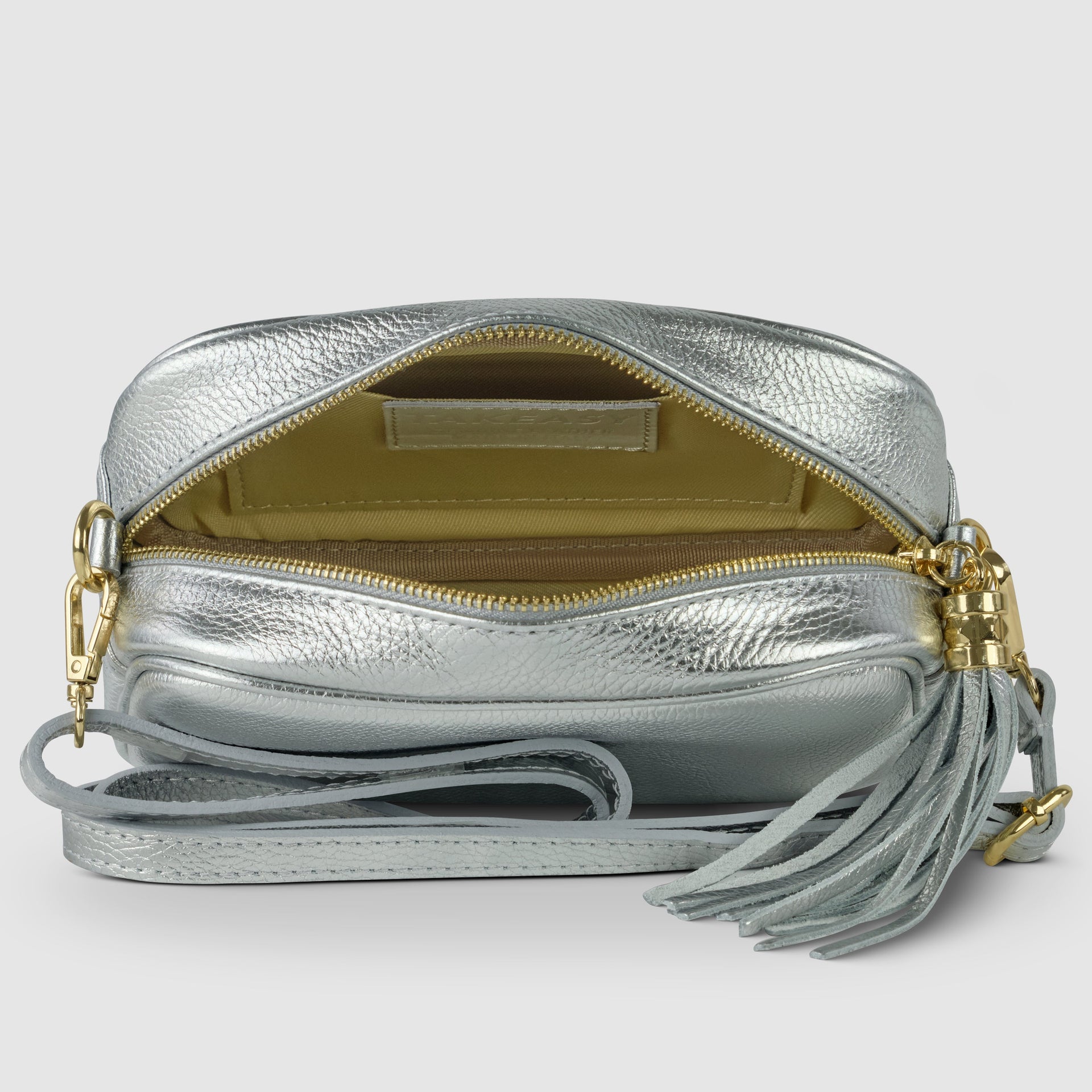 Italian Metallic Calf Leather Small Crossbody Purse