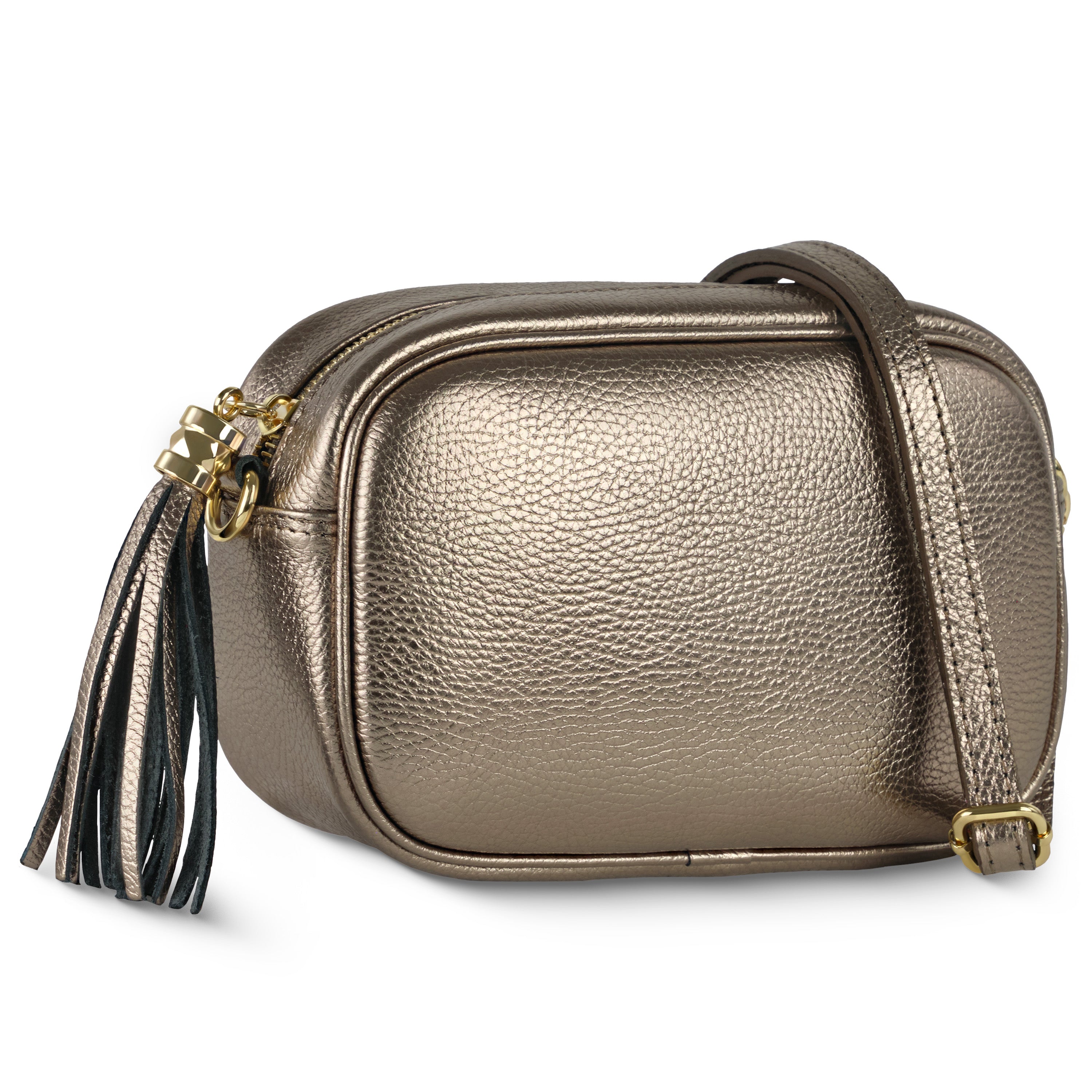 Italian Metallic Calf Leather Small Crossbody Purse