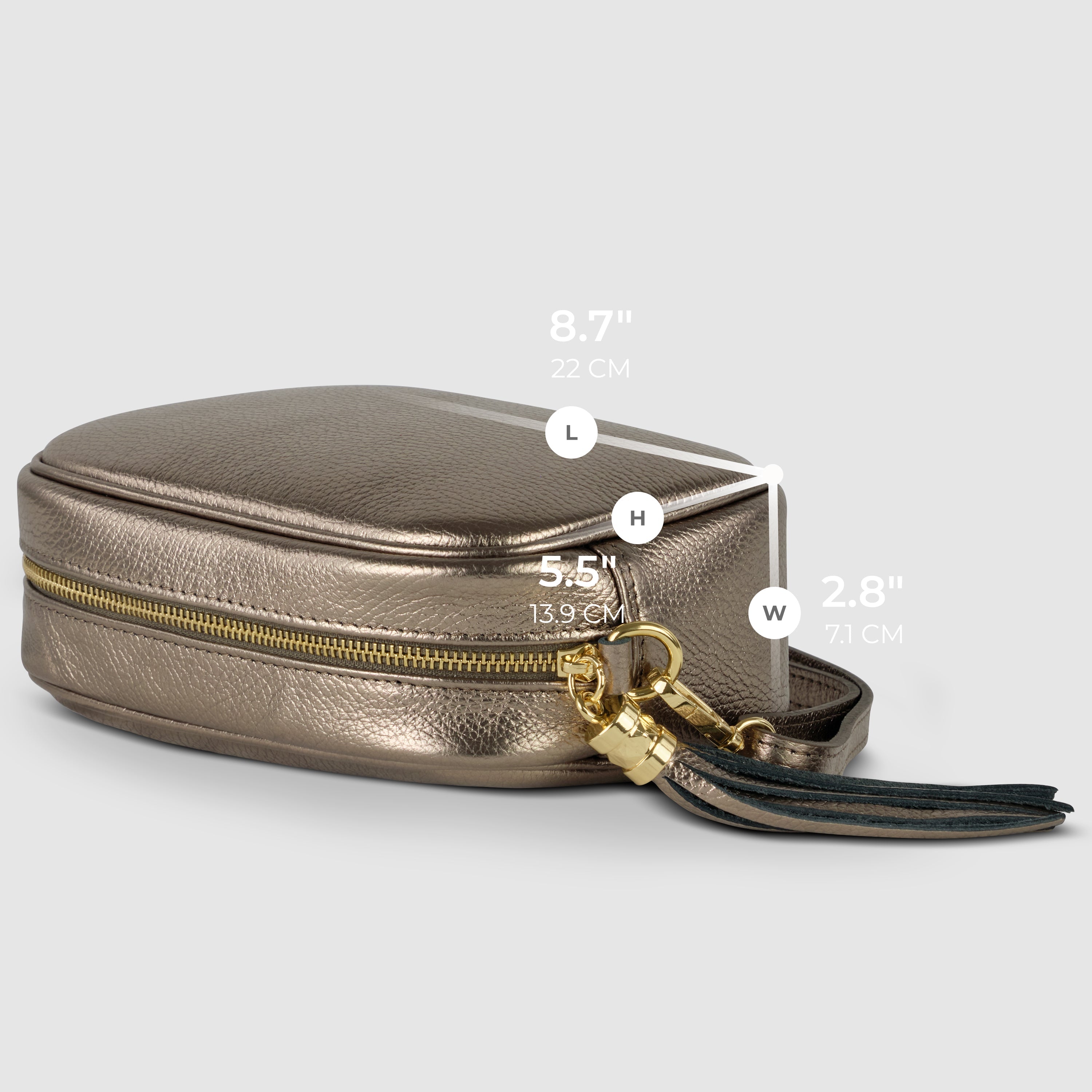 Italian Metallic Calf Leather Small Crossbody Purse