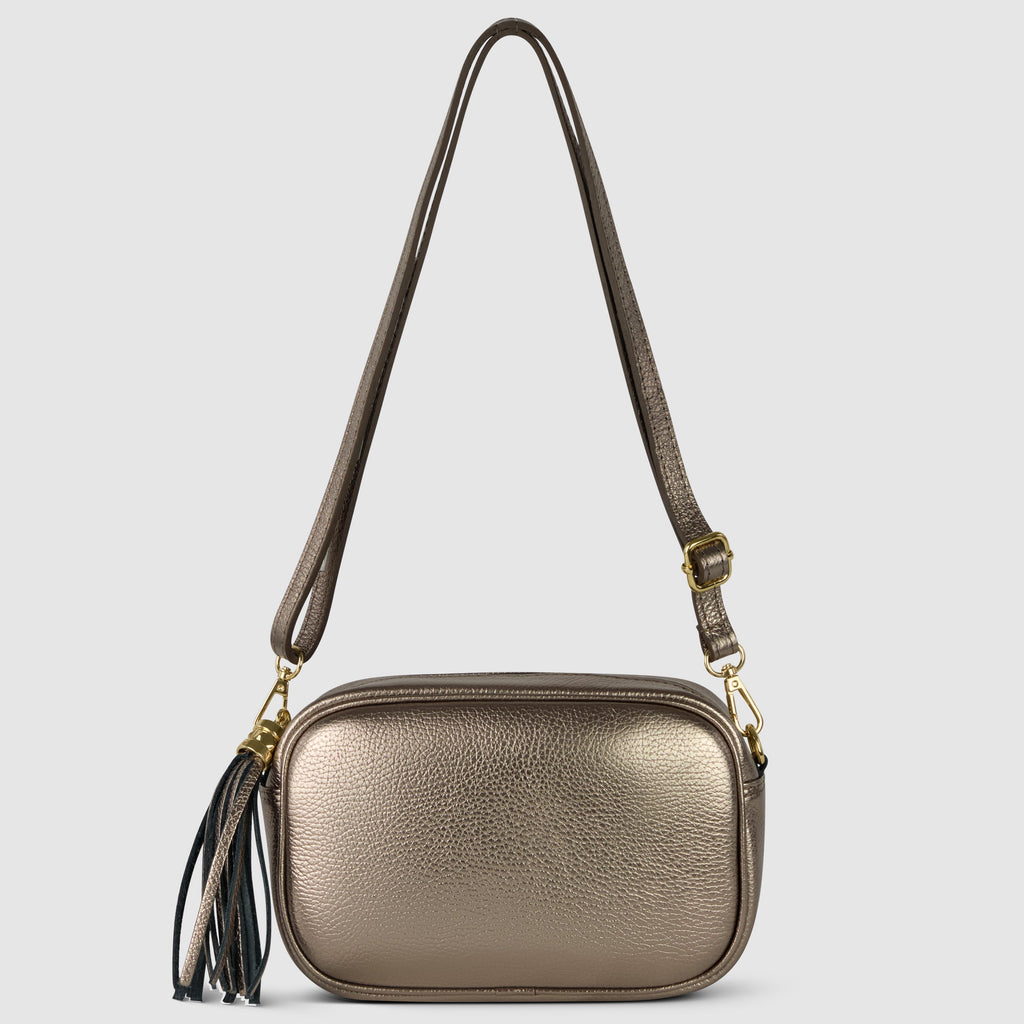 Italian Metallic Calf Leather Small Crossbody Purse