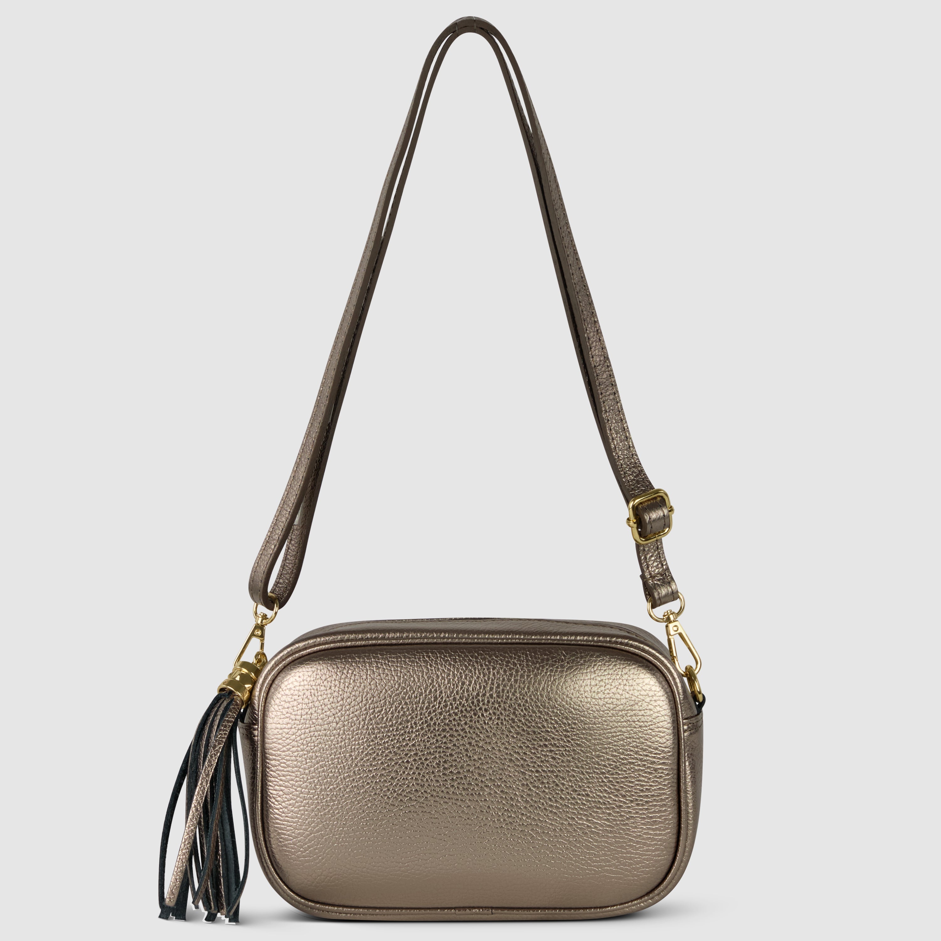 Italian Metallic Calf Leather Small Crossbody Purse