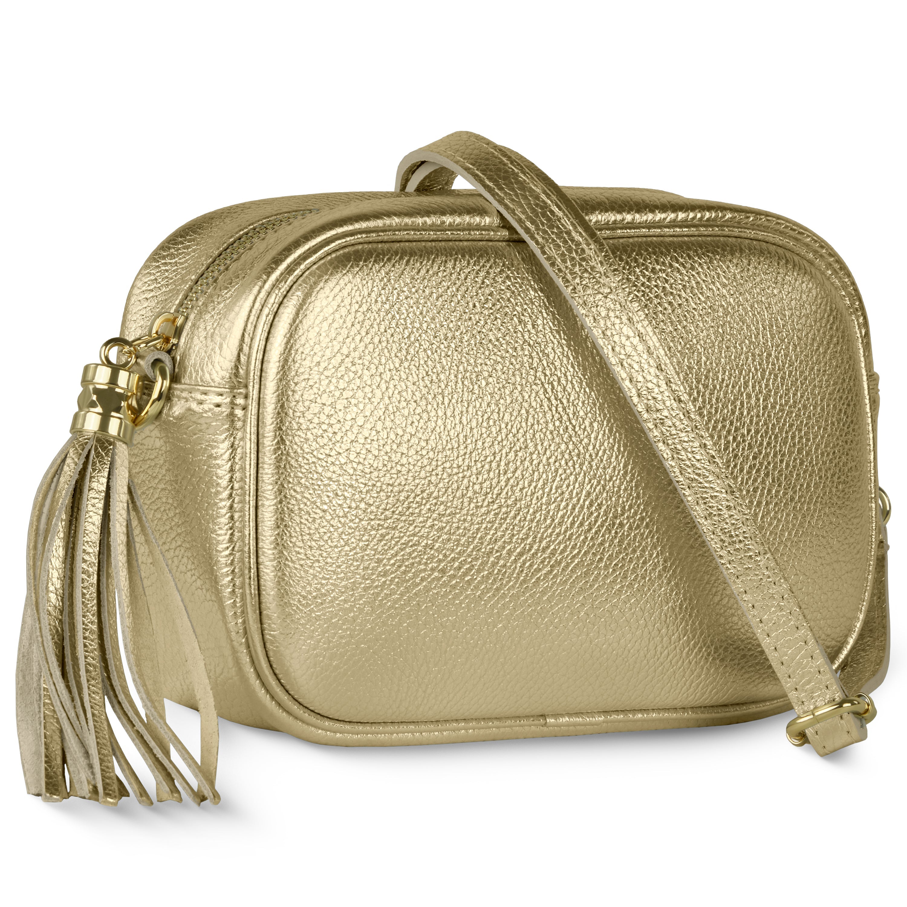 Italian Metallic Calf Leather Small Crossbody Purse