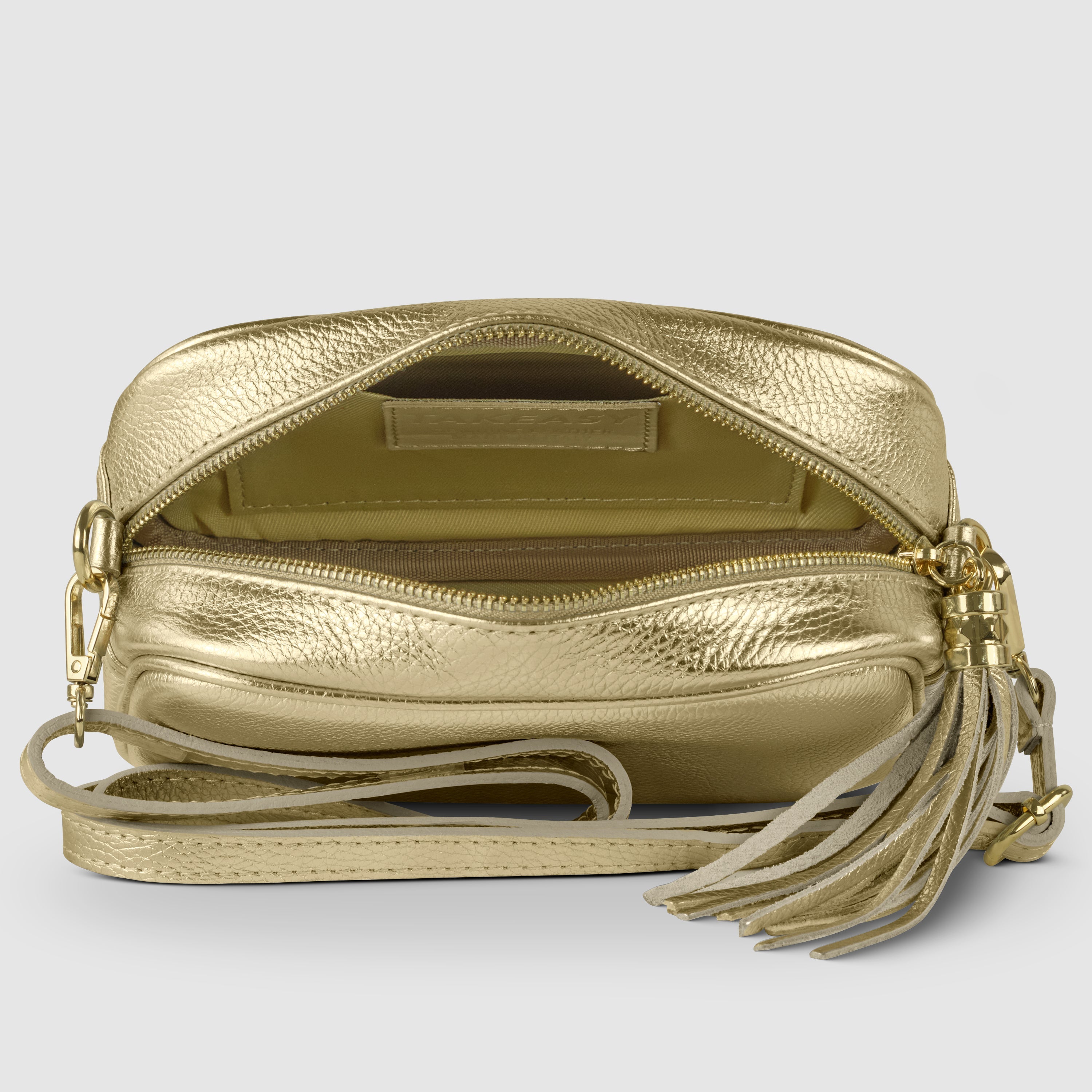 Italian Metallic Calf Leather Small Crossbody Purse