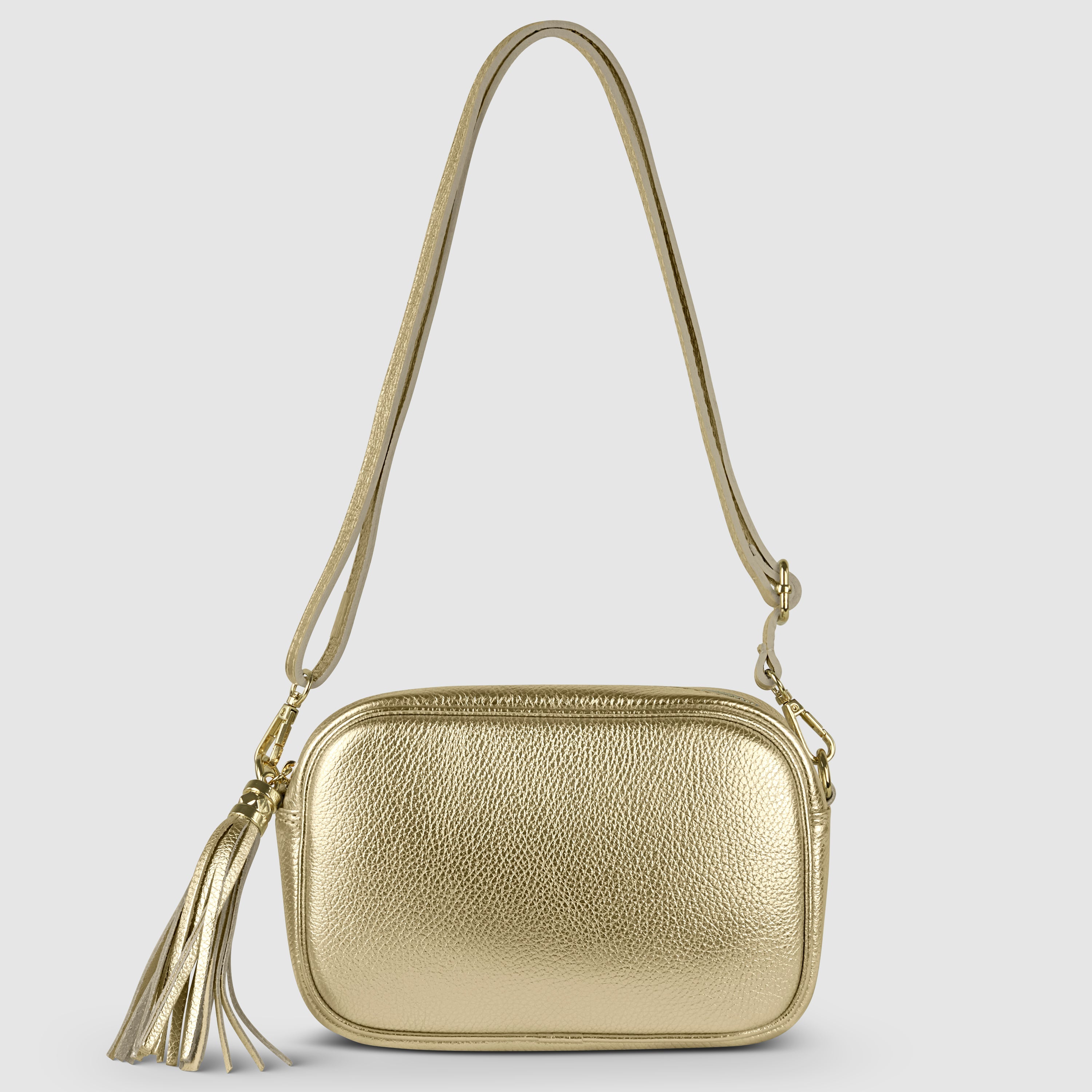 Italian Metallic Calf Leather Small Crossbody Purse