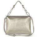 Metallic gold and silver calf leather shoulder bag with knotted handle