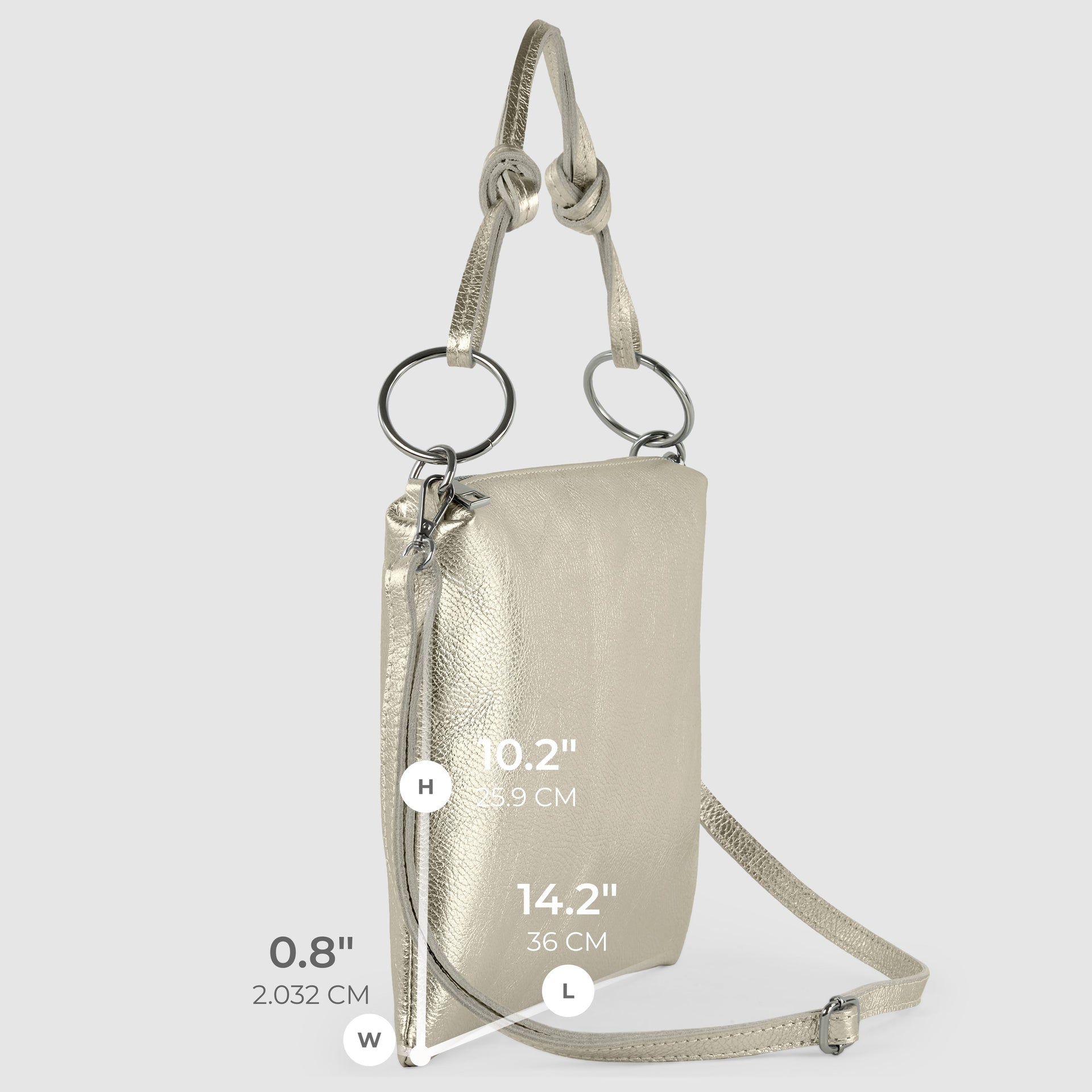 Italian Genuine Metallic Calf Leather Shoulder Bag