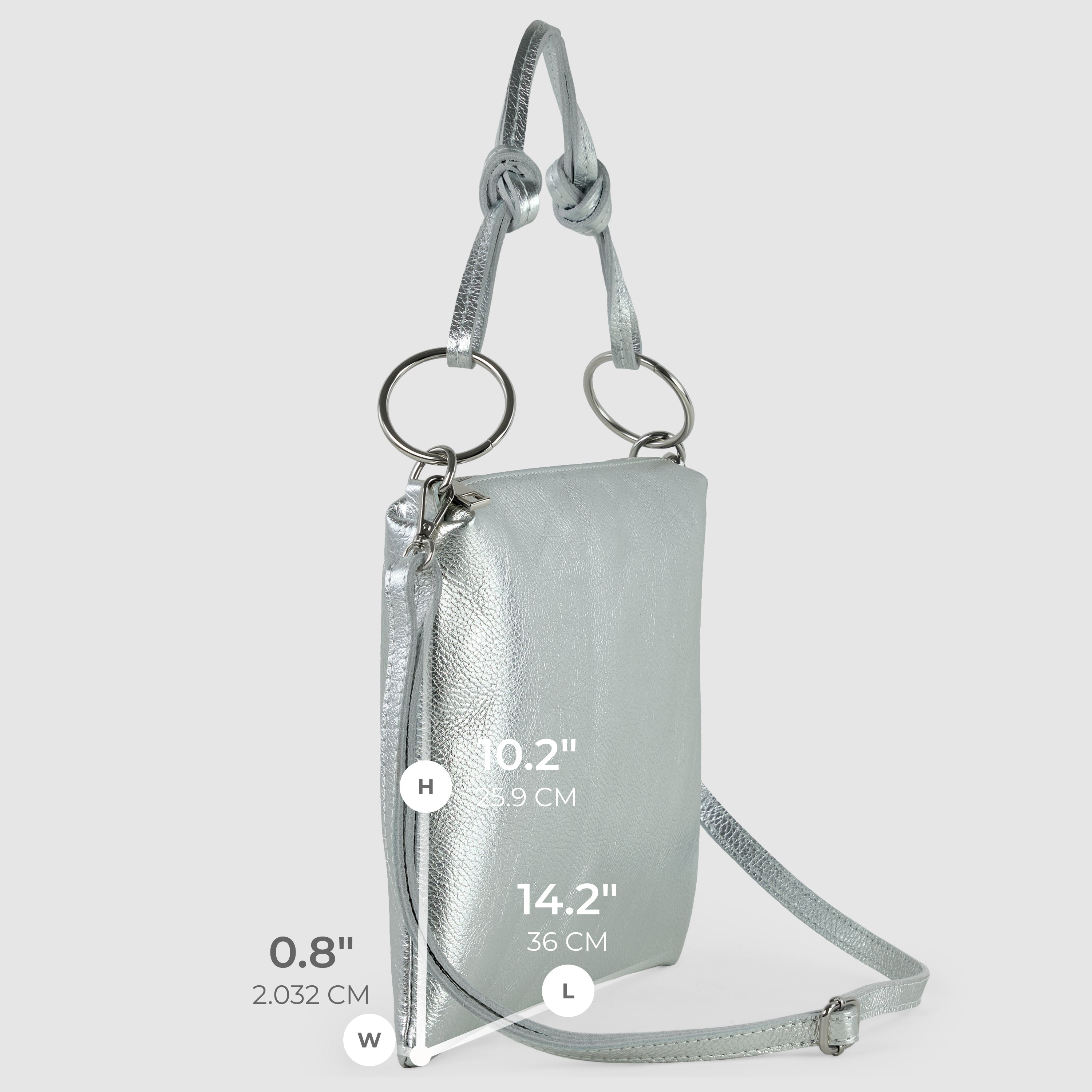 Italian Genuine Metallic Calf Leather Shoulder Bag