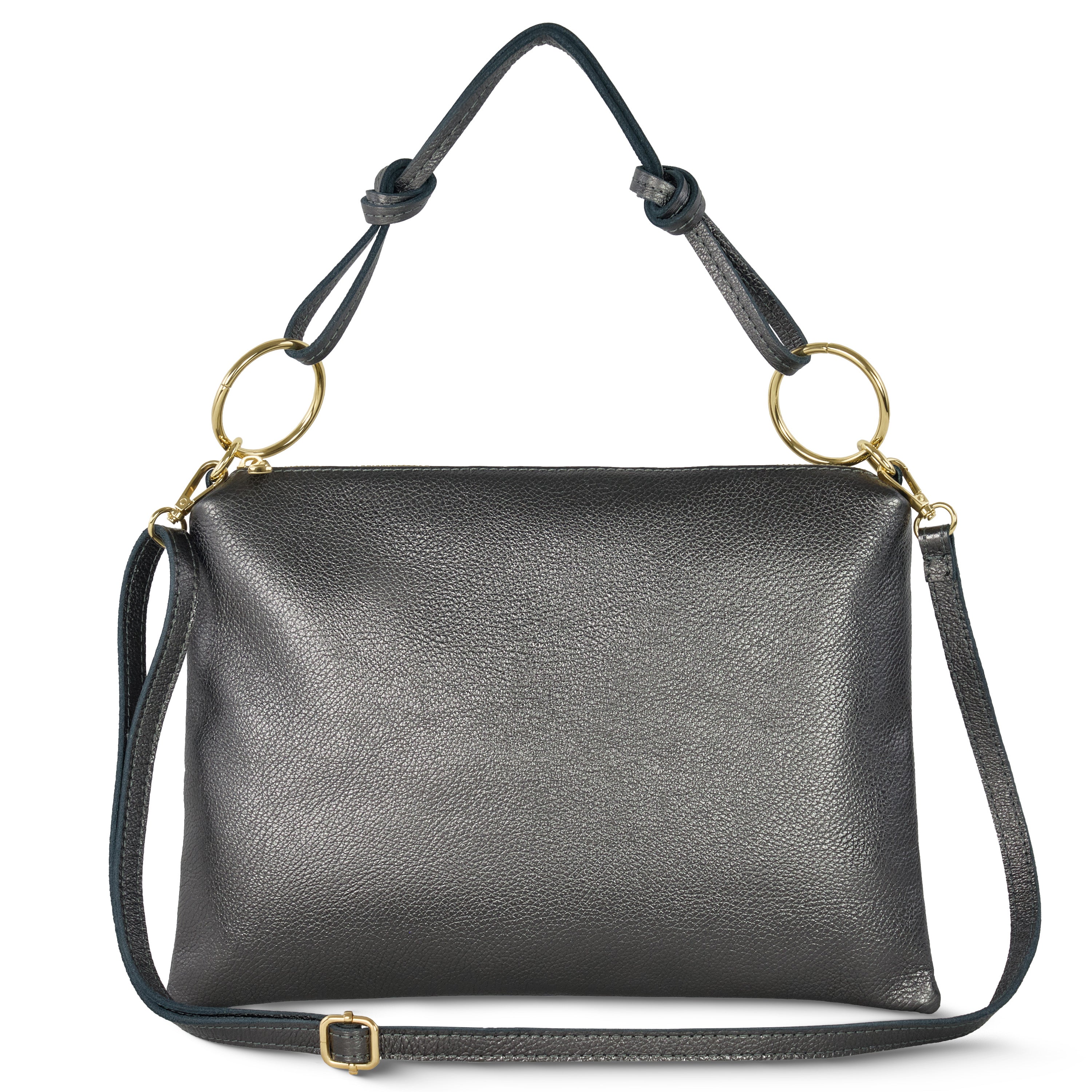 Italian Genuine Metallic Calf Leather Shoulder Bag