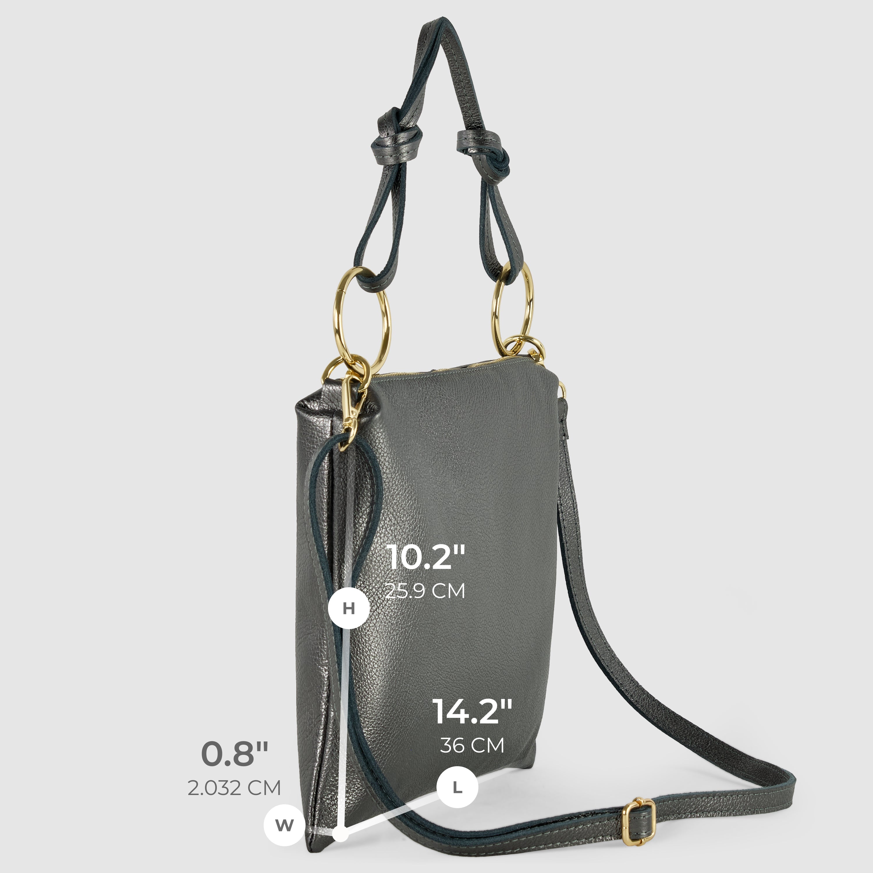 Italian Genuine Metallic Calf Leather Shoulder Bag