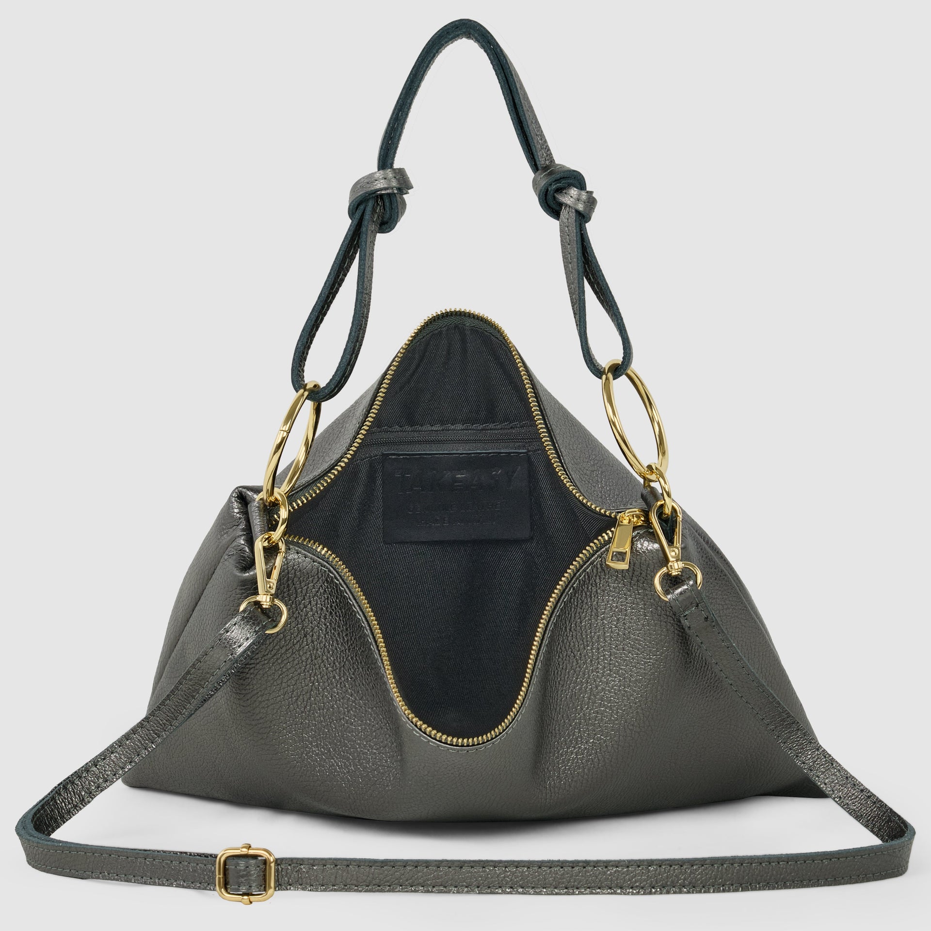 Italian Genuine Metallic Calf Leather Shoulder Bag
