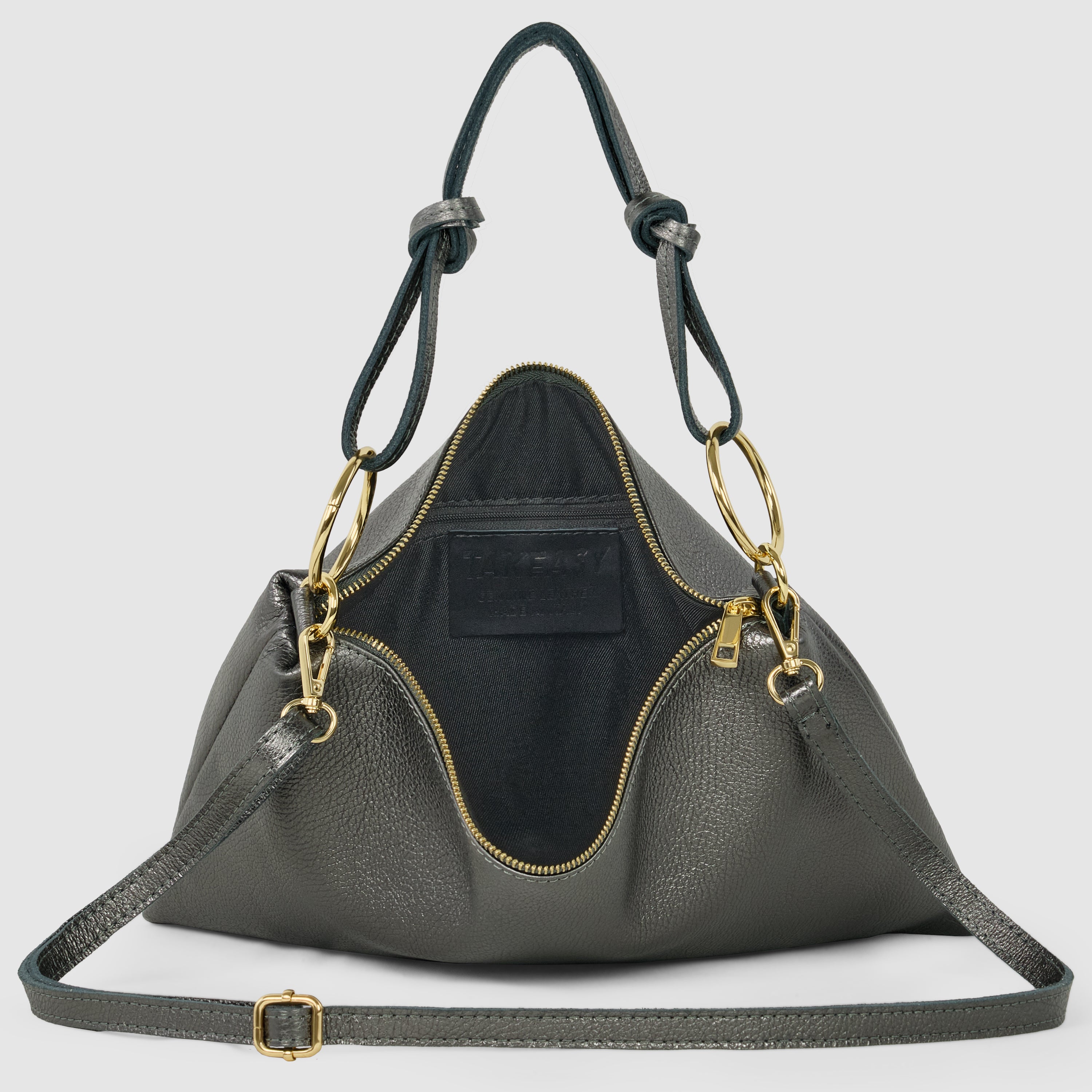 Italian Genuine Metallic Calf Leather Shoulder Bag