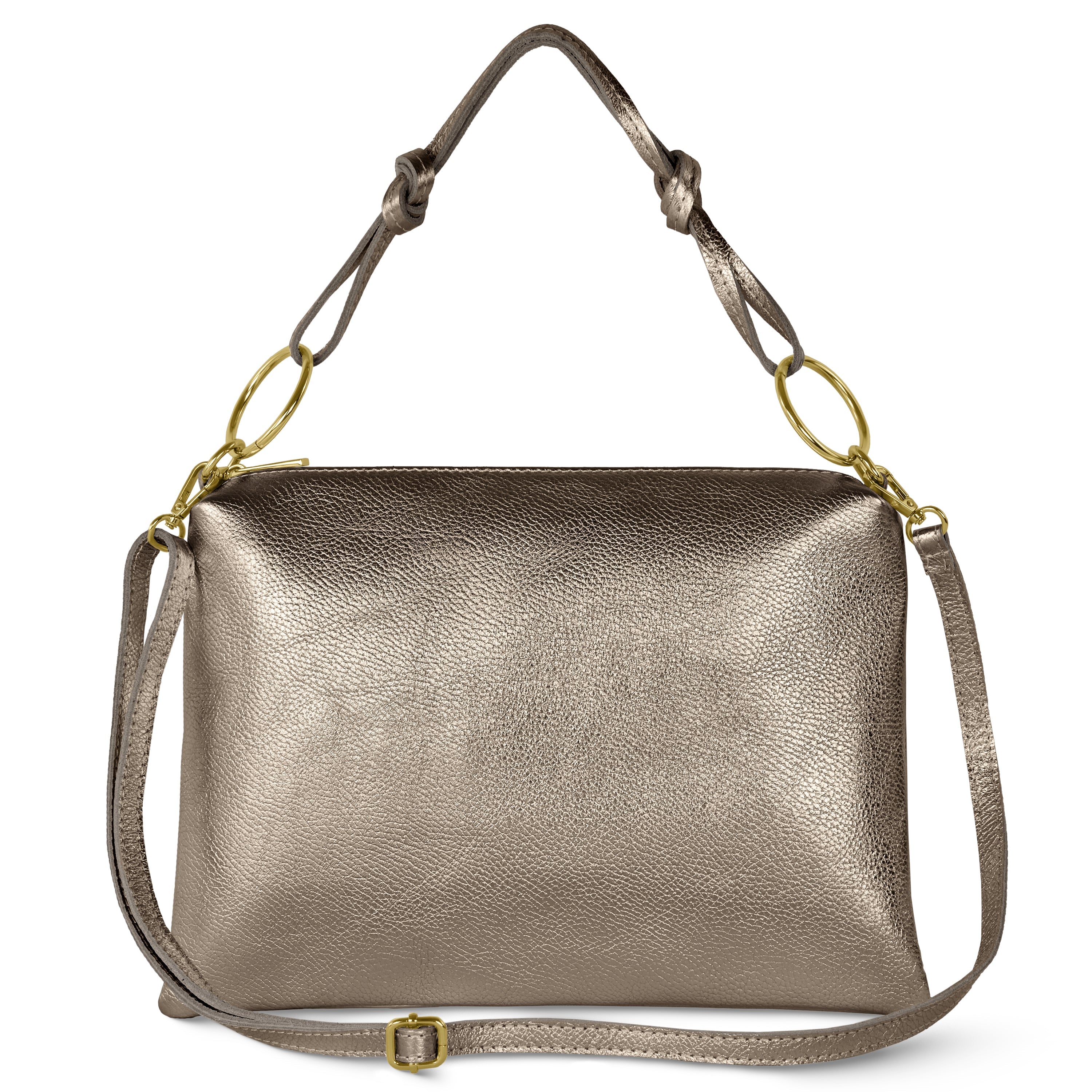 Italian Genuine Metallic Calf Leather Shoulder Bag