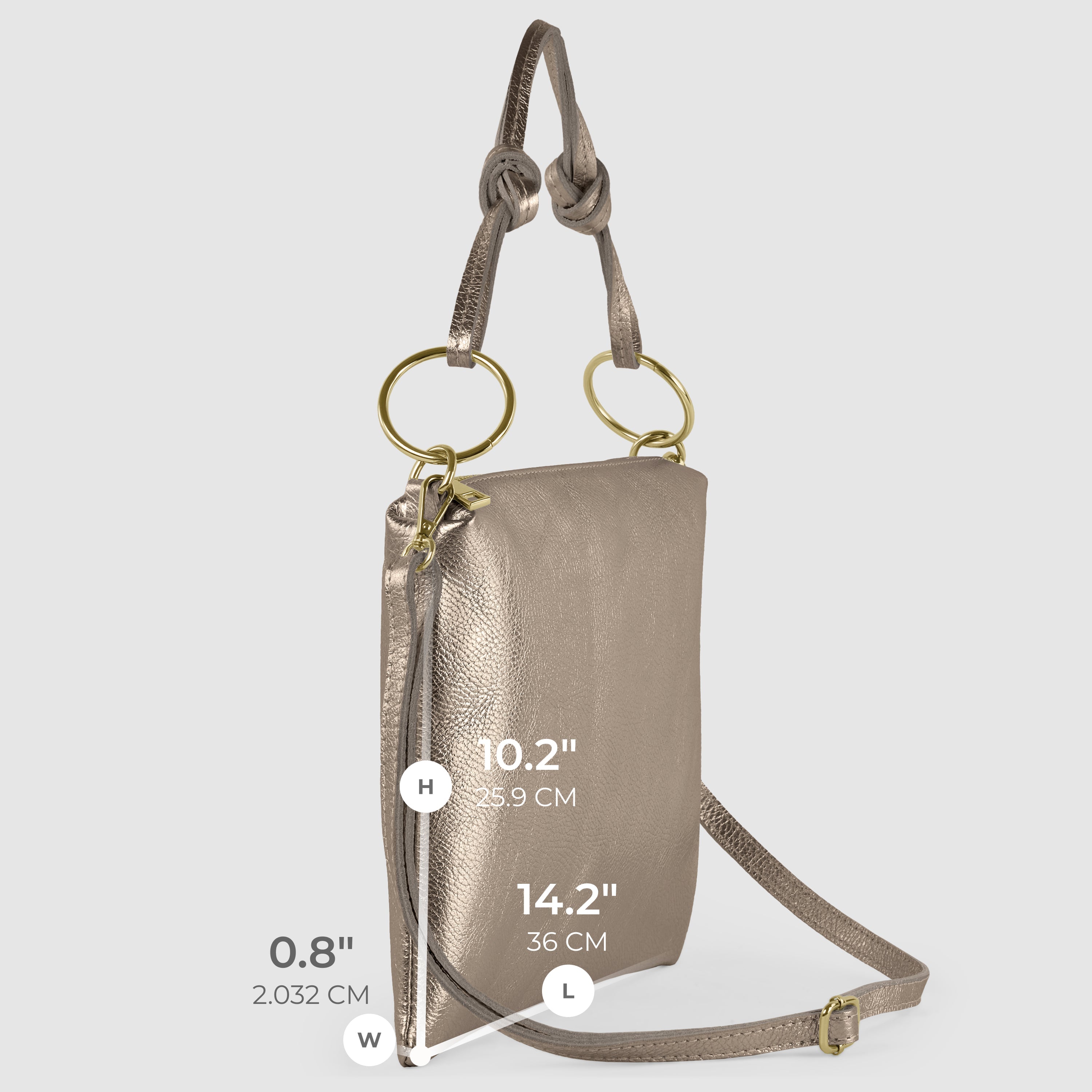 Italian Genuine Metallic Calf Leather Shoulder Bag