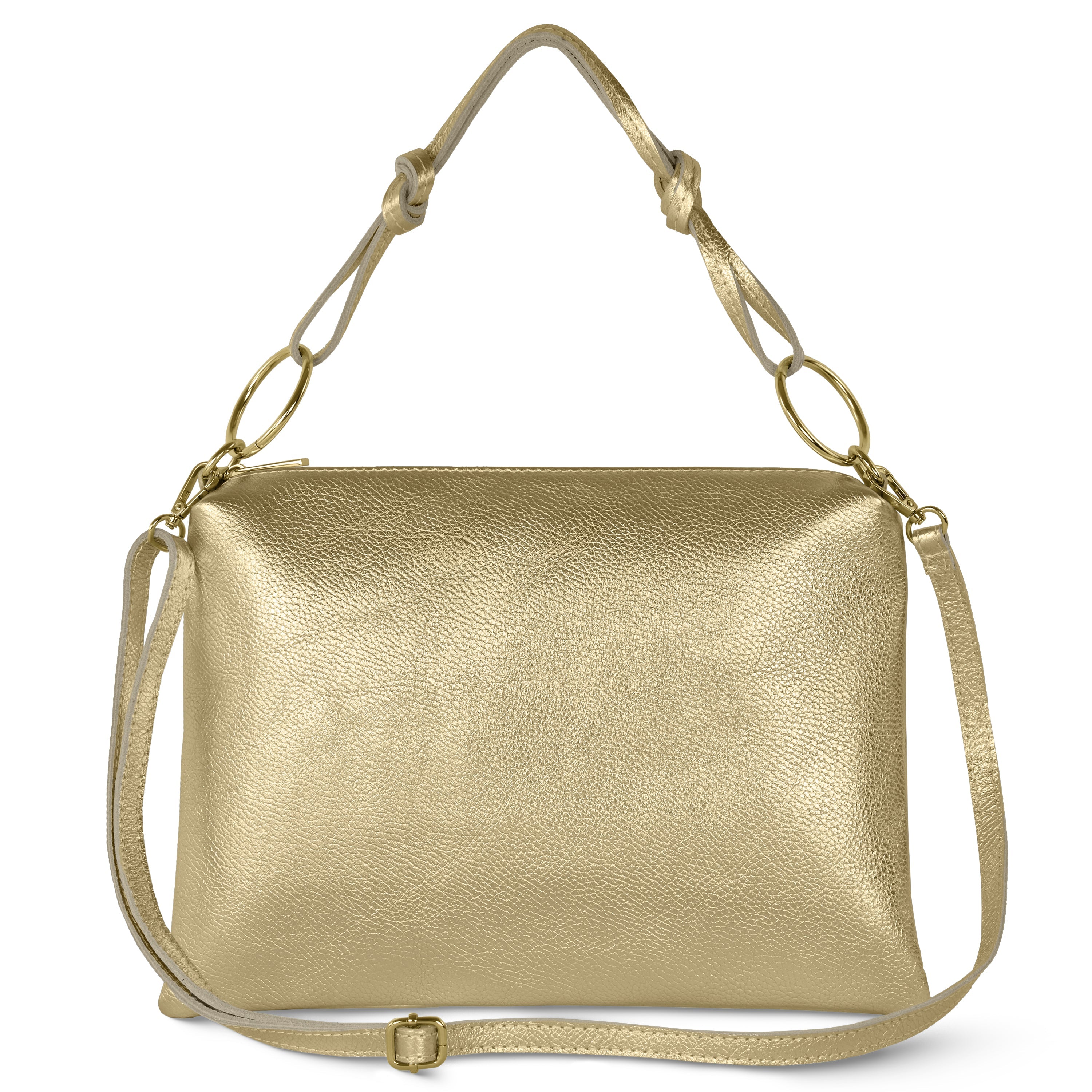 Italian Genuine Metallic Calf Leather Shoulder Bag