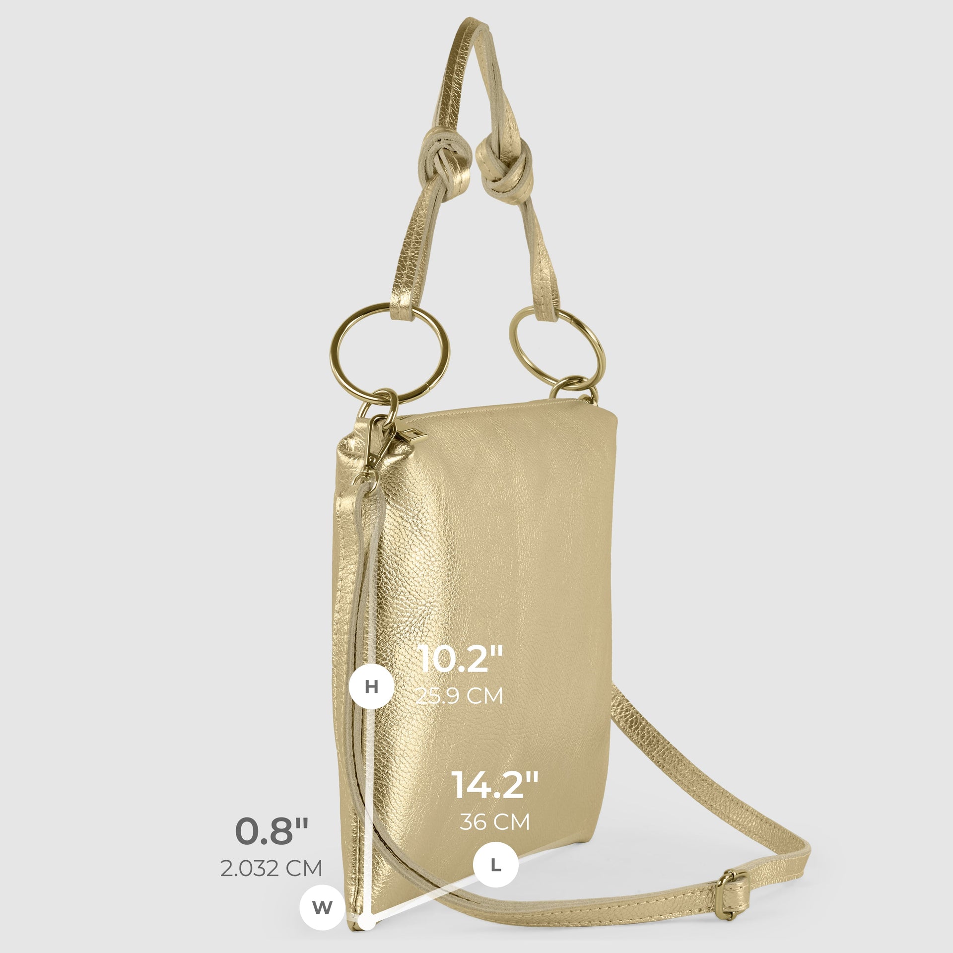 Italian Genuine Metallic Calf Leather Shoulder Bag