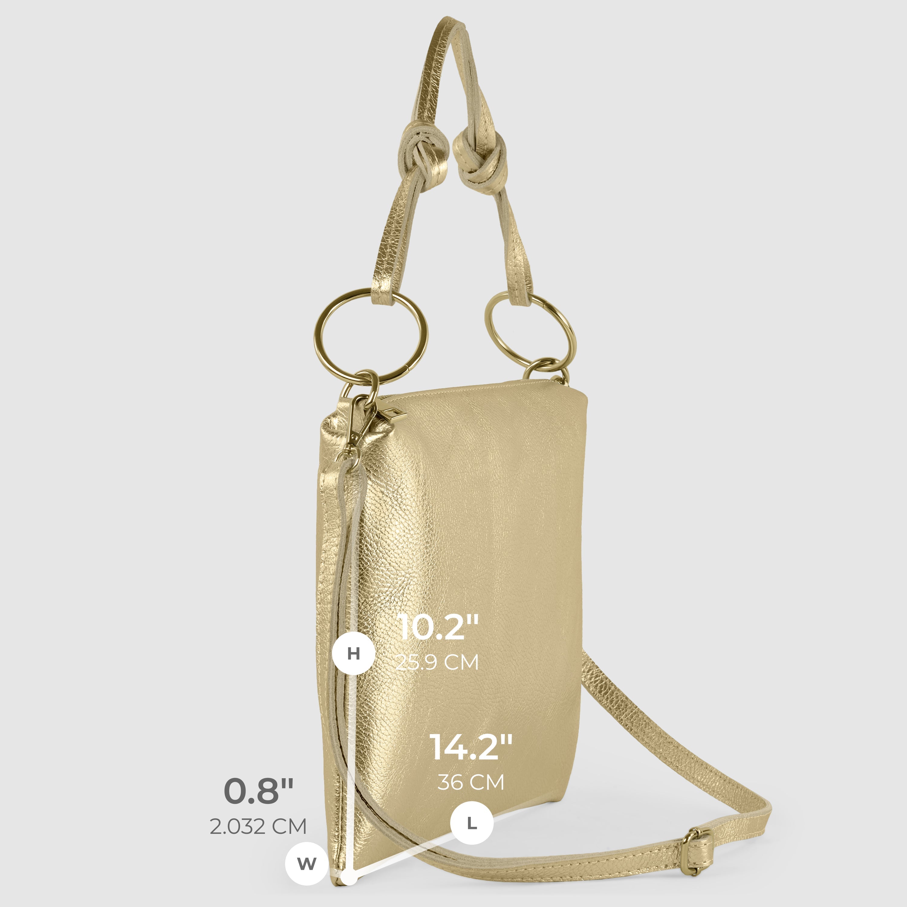 Italian Genuine Metallic Calf Leather Shoulder Bag