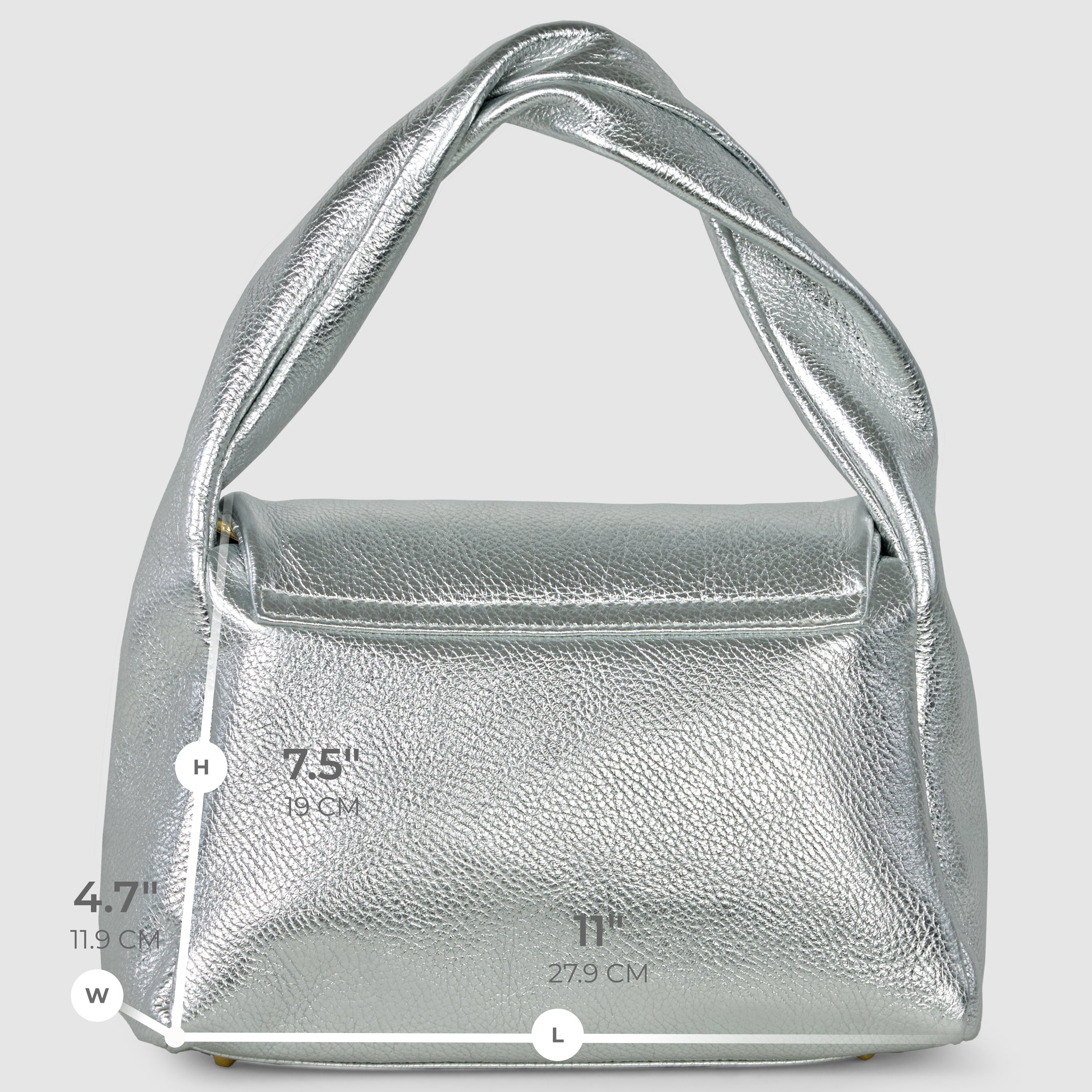 Italian Genuine Metallic Calf Leather Top-Handle Bag