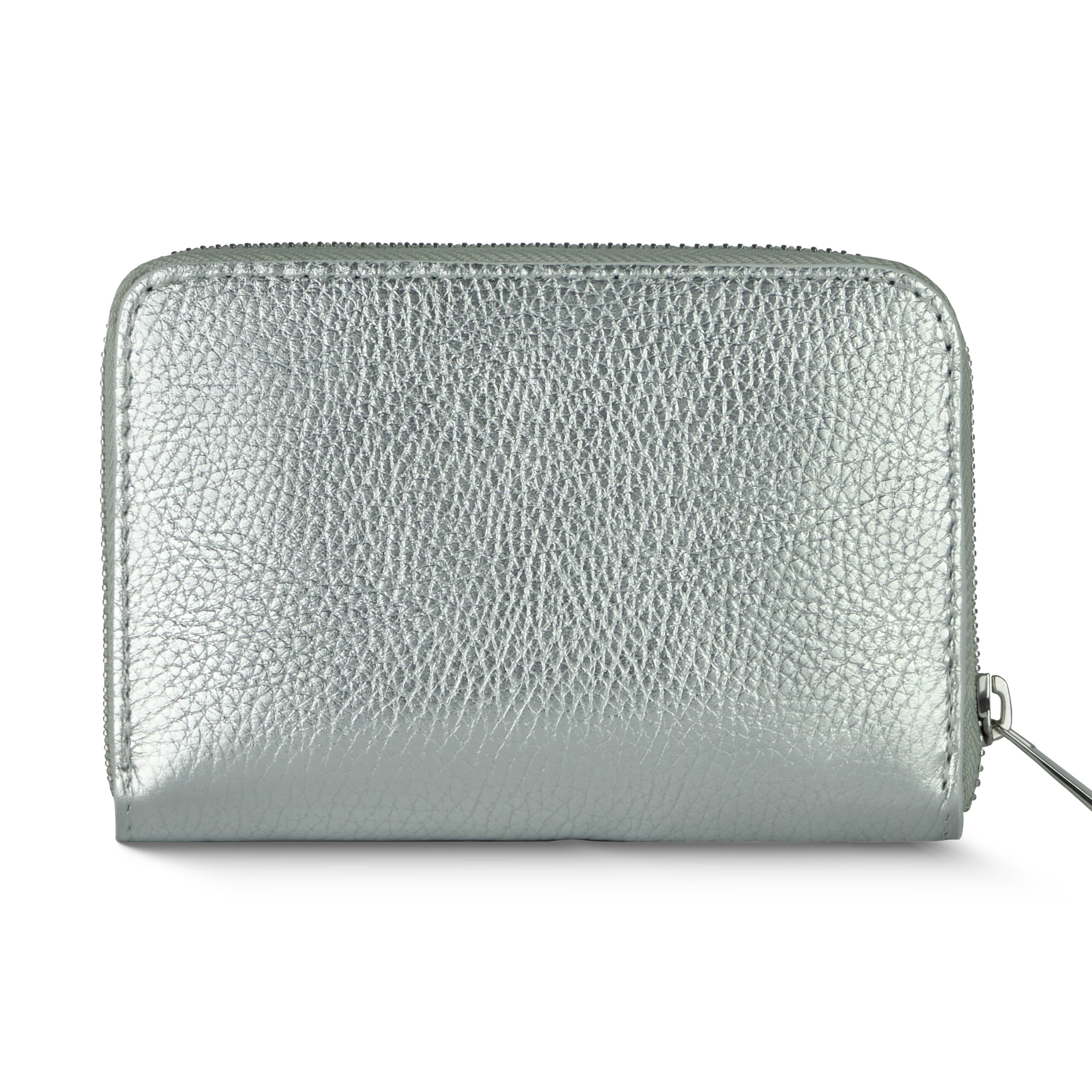 Italian Genuine Metallic Calf Leather Zip Wallet