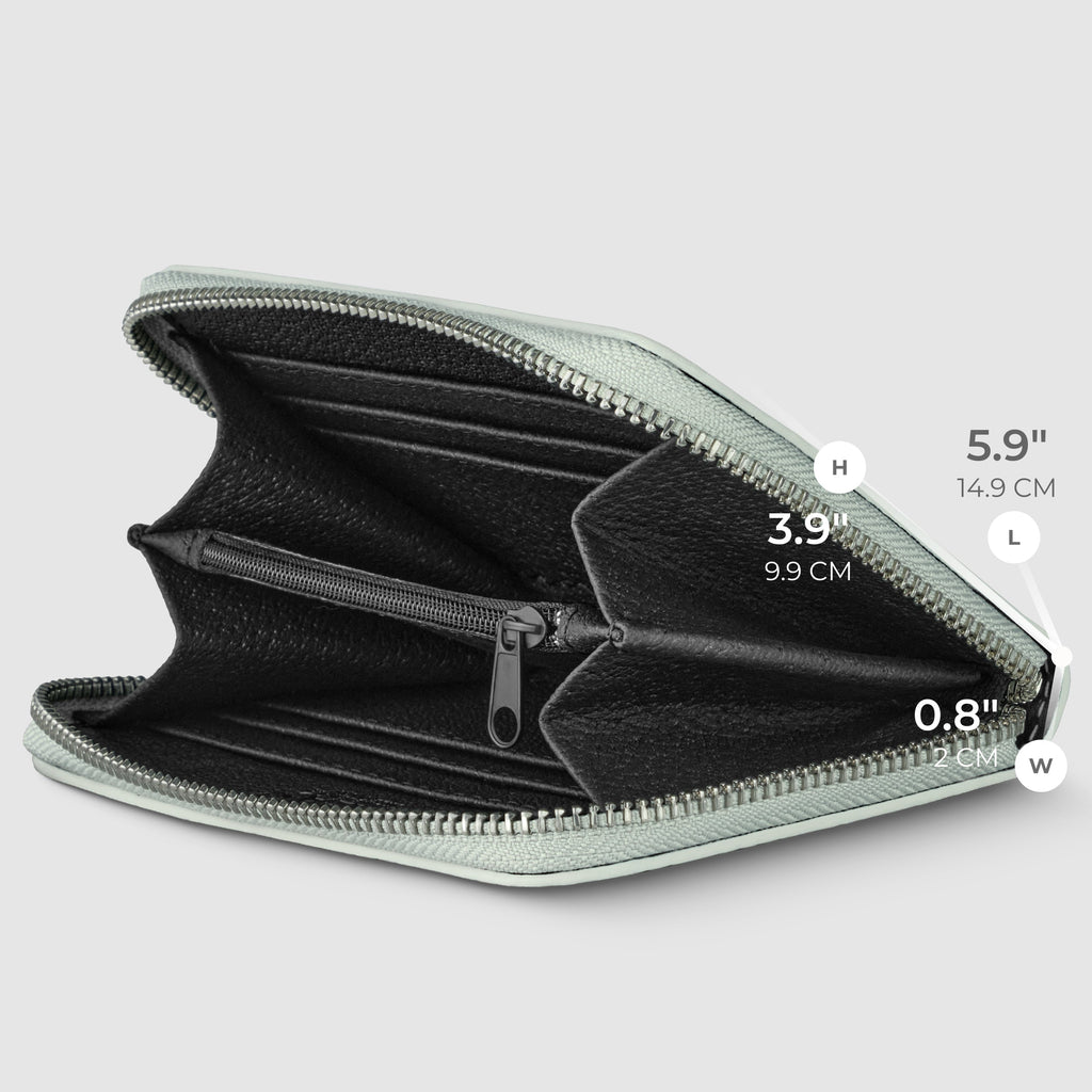 Italian Genuine Metallic Calf Leather Zip Wallet