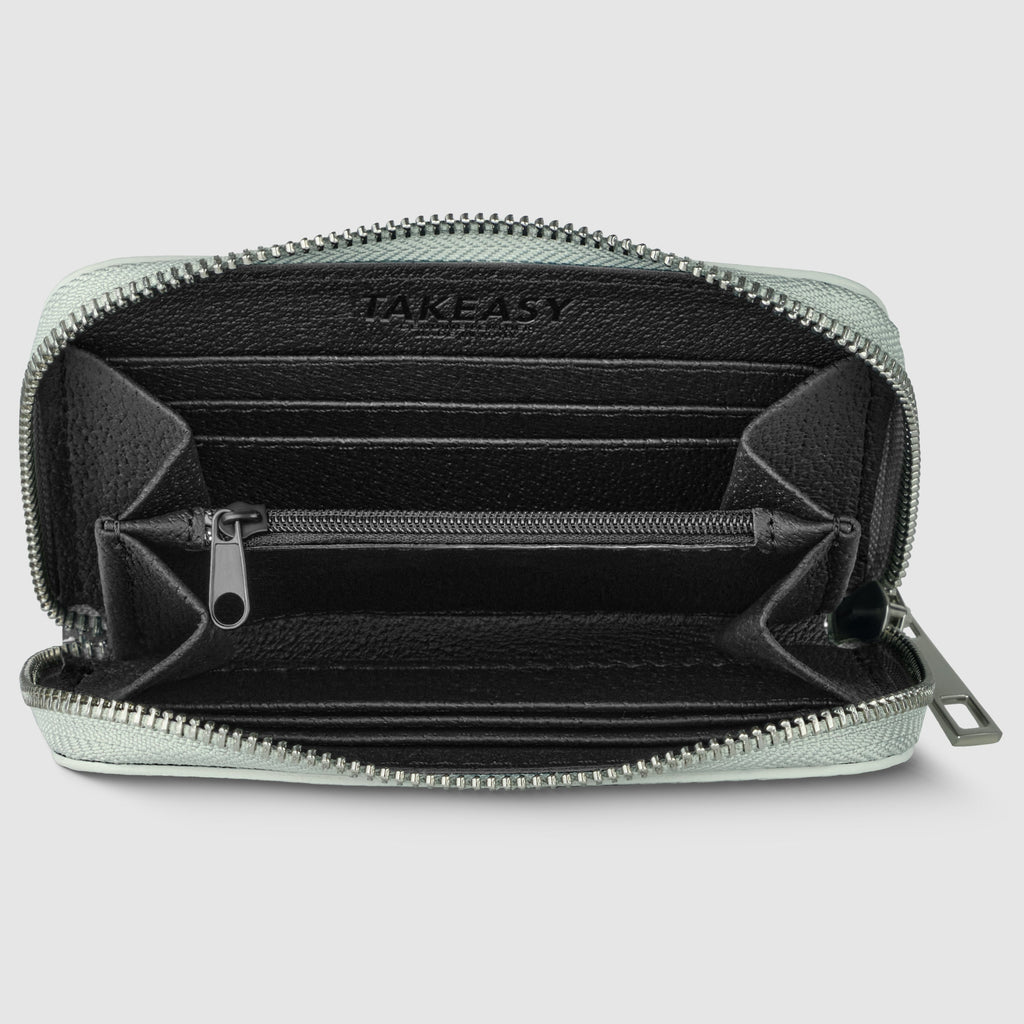 Italian Genuine Metallic Calf Leather Zip Wallet