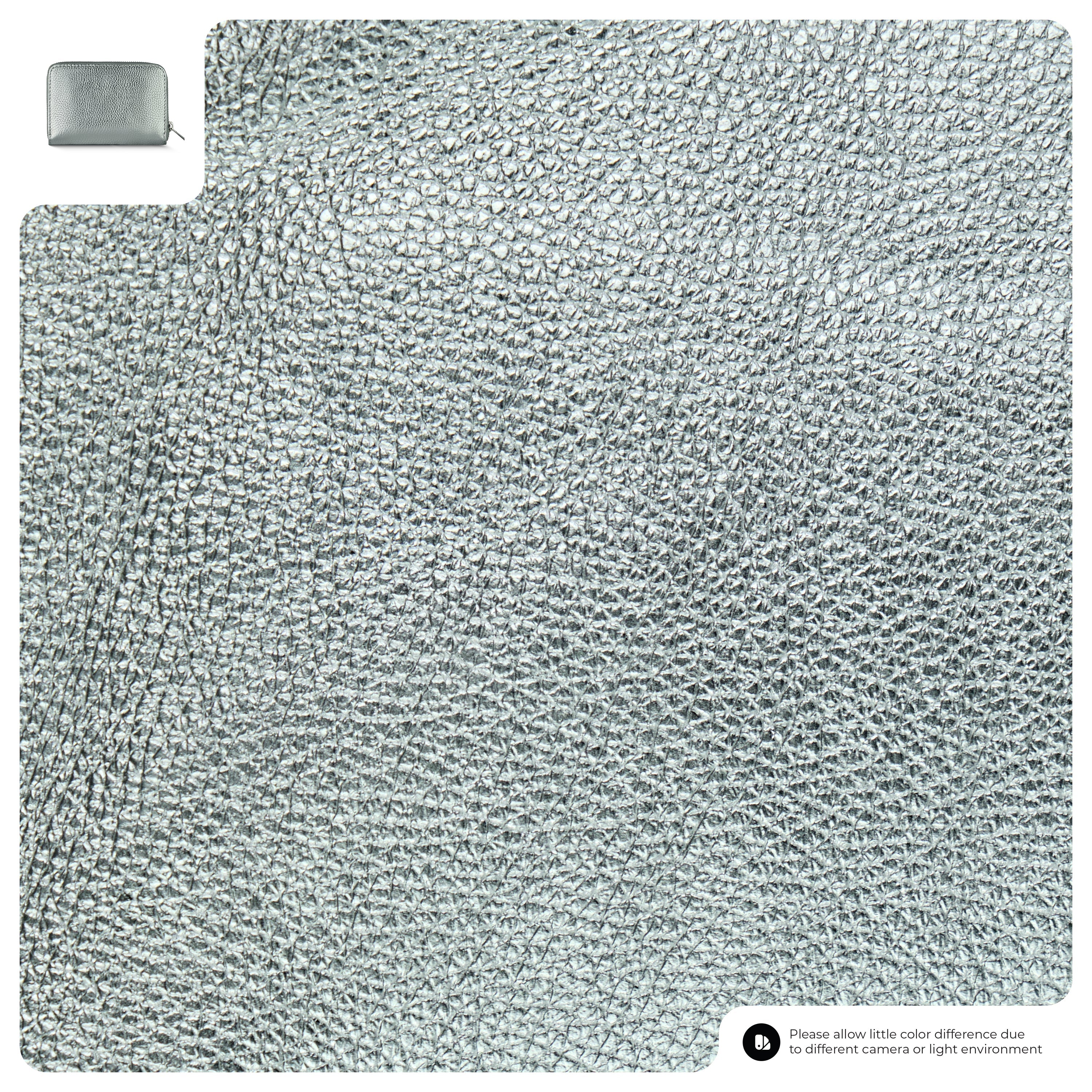 Italian Genuine Metallic Calf Leather Zip Wallet