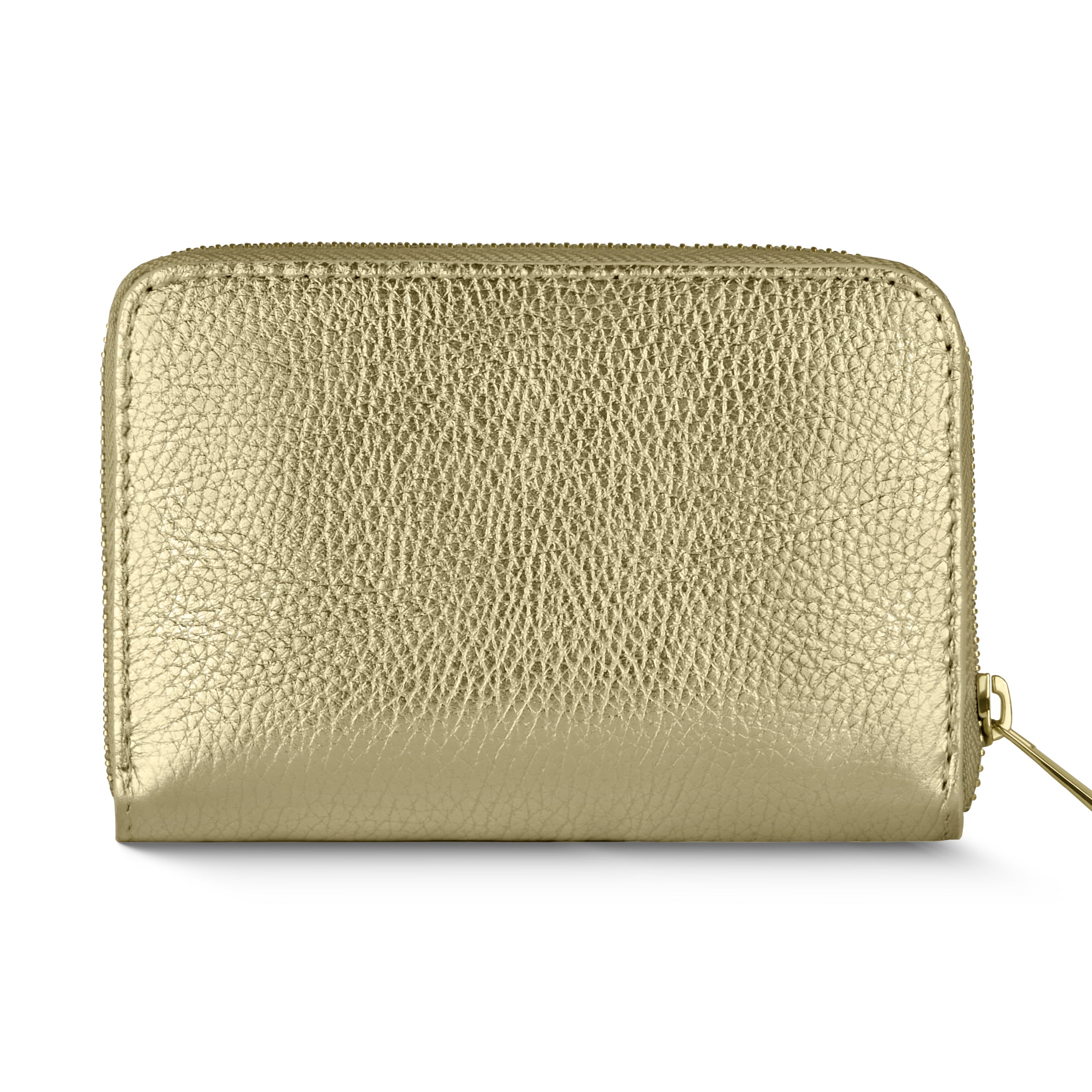 Italian Genuine Metallic Calf Leather Zip Wallet