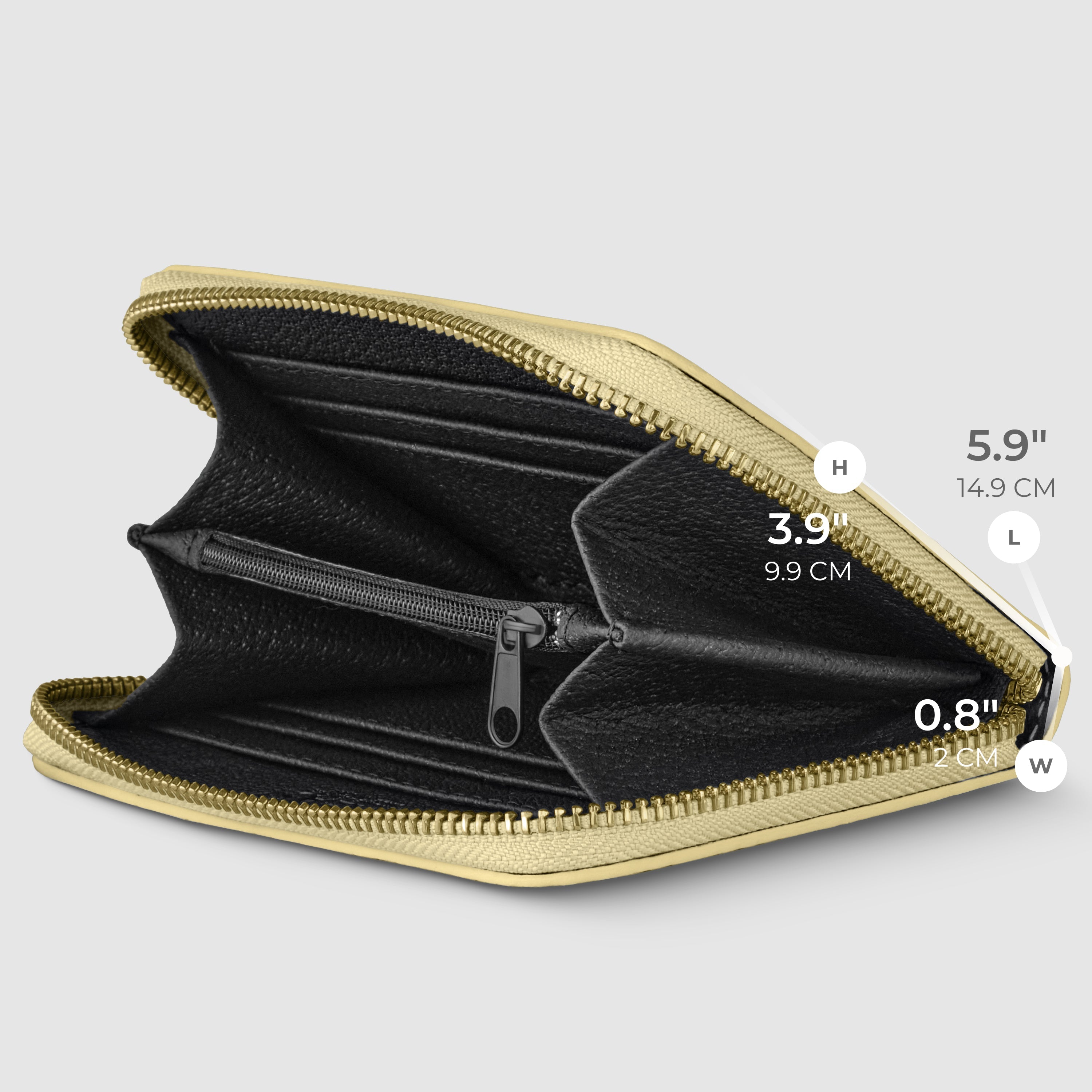 Italian Genuine Metallic Calf Leather Zip Wallet