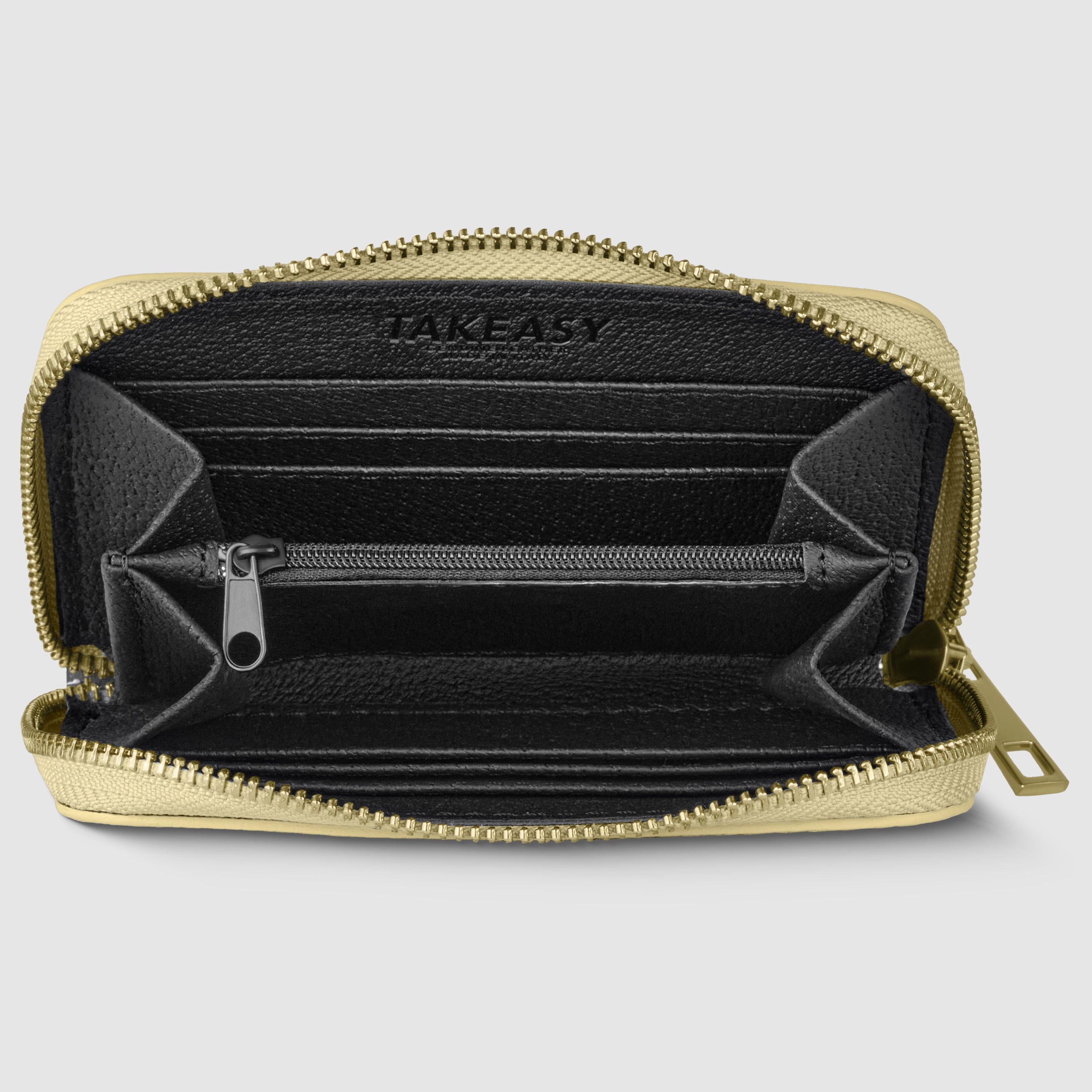 Italian Genuine Metallic Calf Leather Zip Wallet